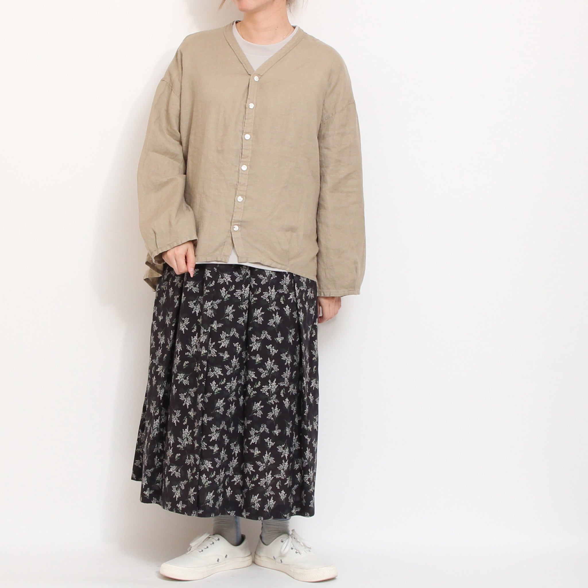 【期間限定20%OFF】【NAVYラスト1点】コットンリヨセルギャザースカート(2604)