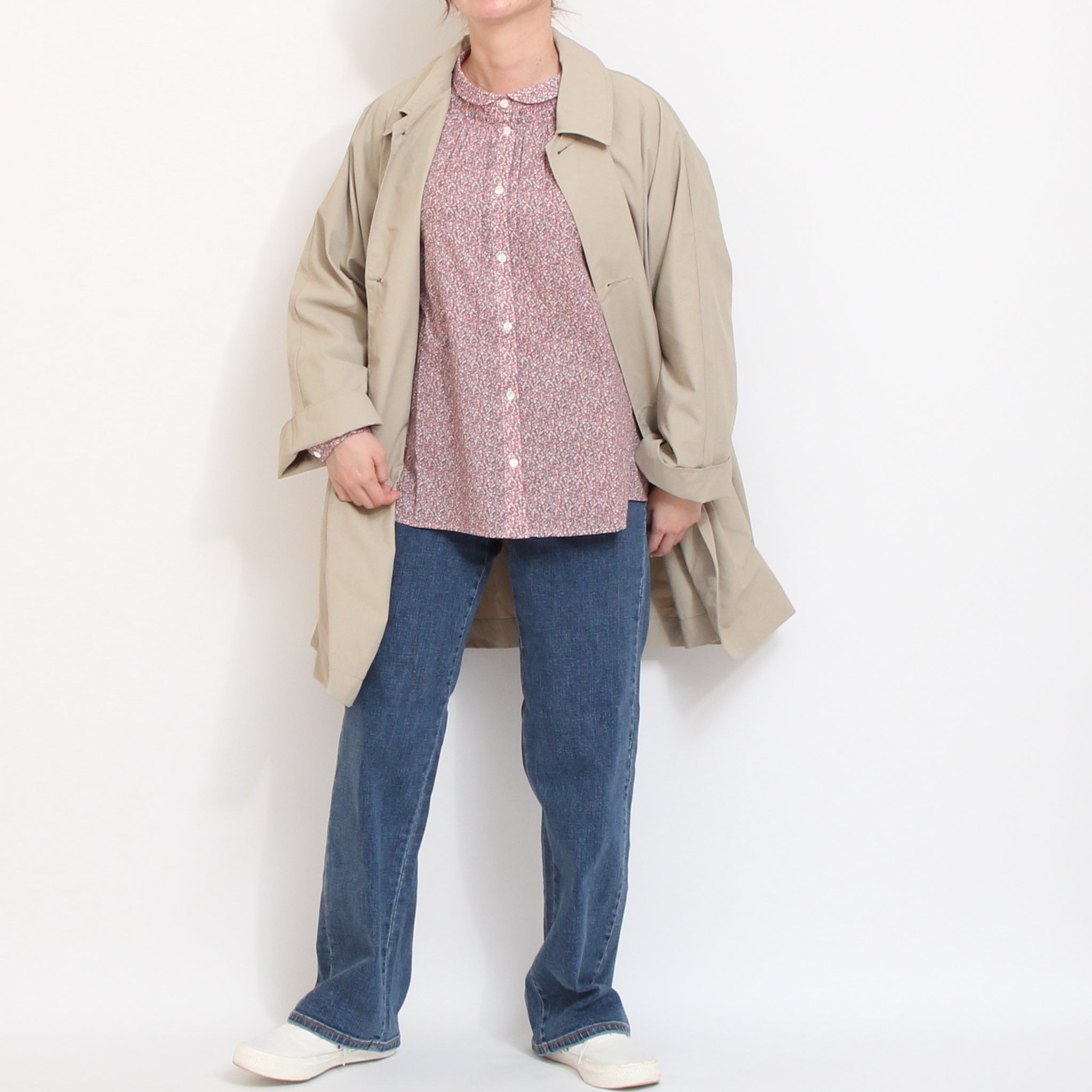 【20%OFF】【BLUE・REDラスト1点】イーストボーンLIBERTYチビ衿シャーリングシャツ2603