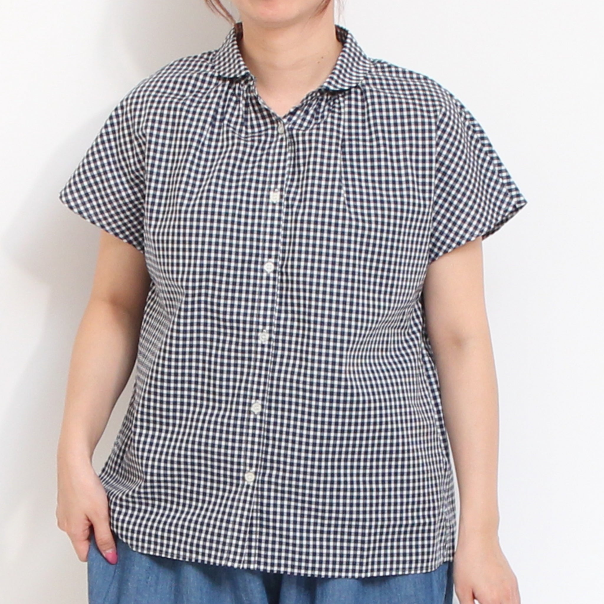 【本店限定商品】 リバティチェックワイドショールスキッパーシャツ2605