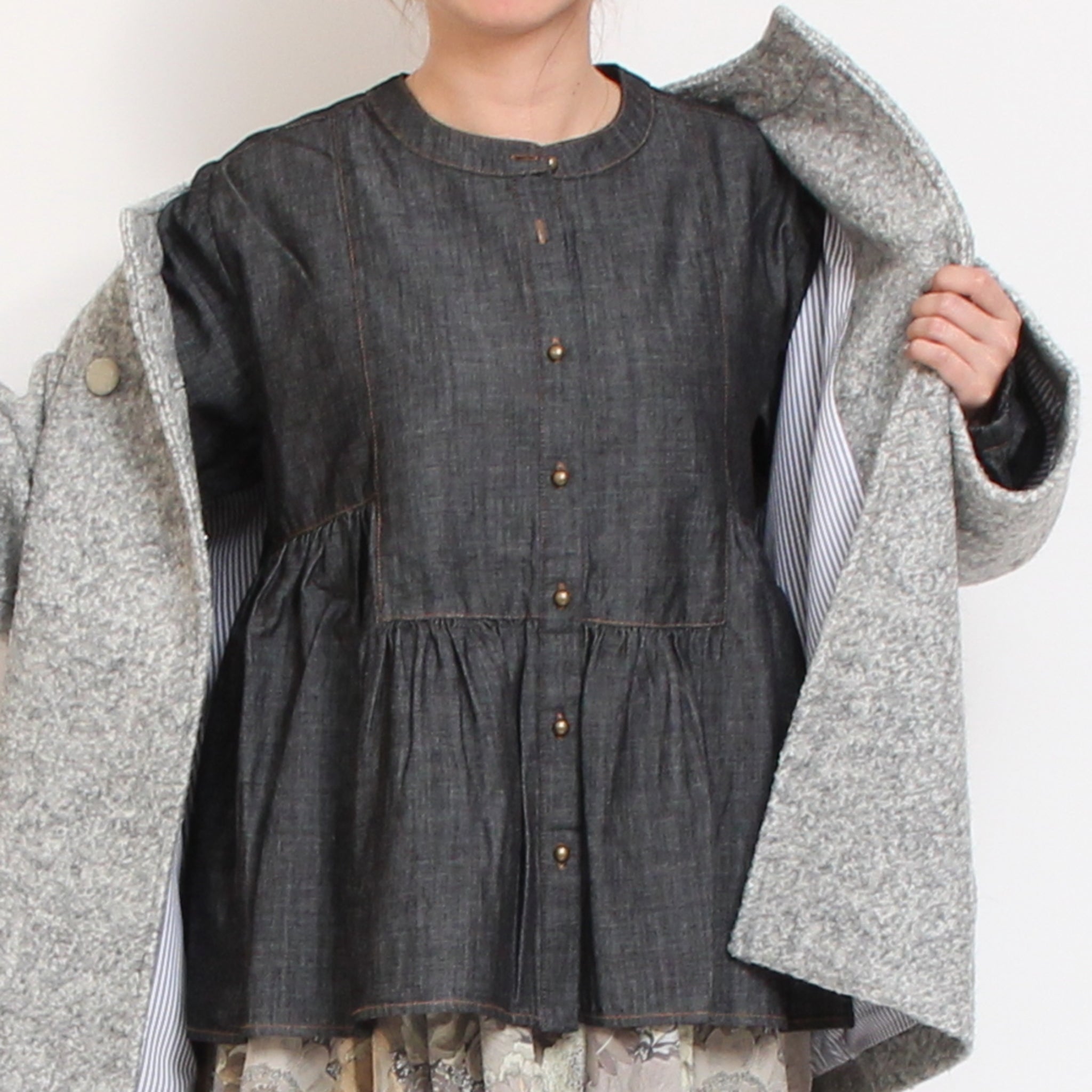 sosottoデニム切替ブラウス