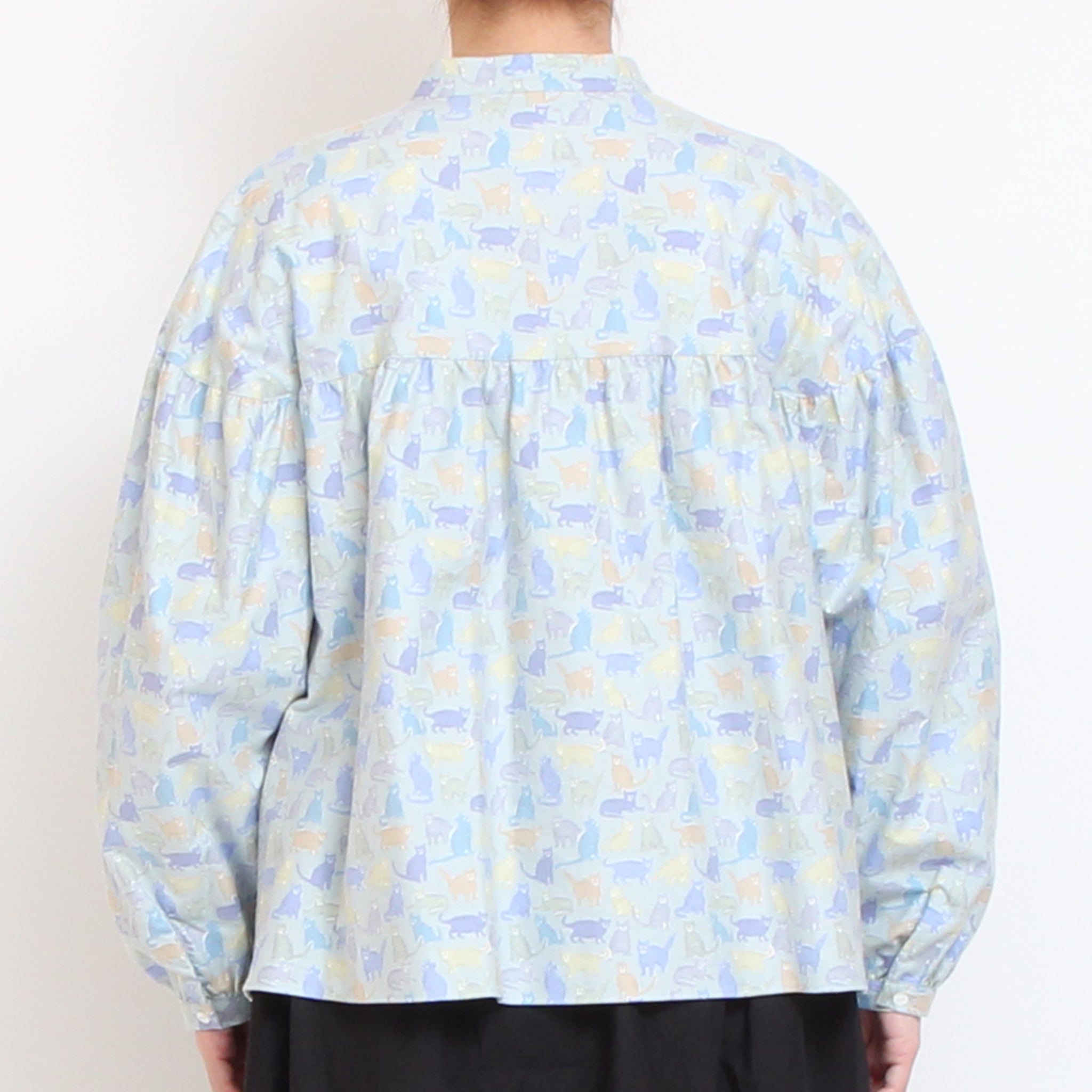 【NAVYラスト1点】Cotton Flannel切替ギャザーシャツ(2601)