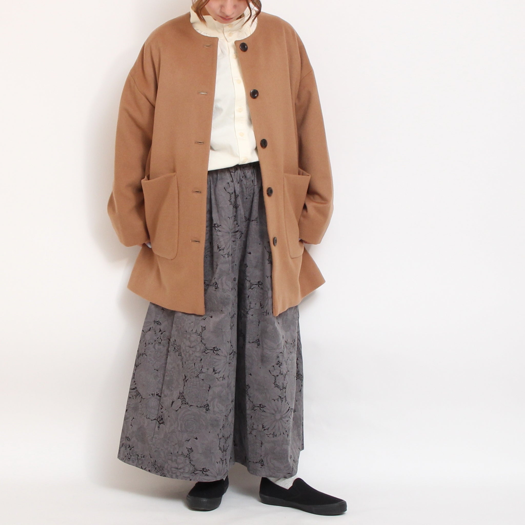 【再値下げ・30%OFF】【CAMEL・GREEN・BLACKのみ ラスト1点ずつ】裏リバティノーカラーコート(2510)