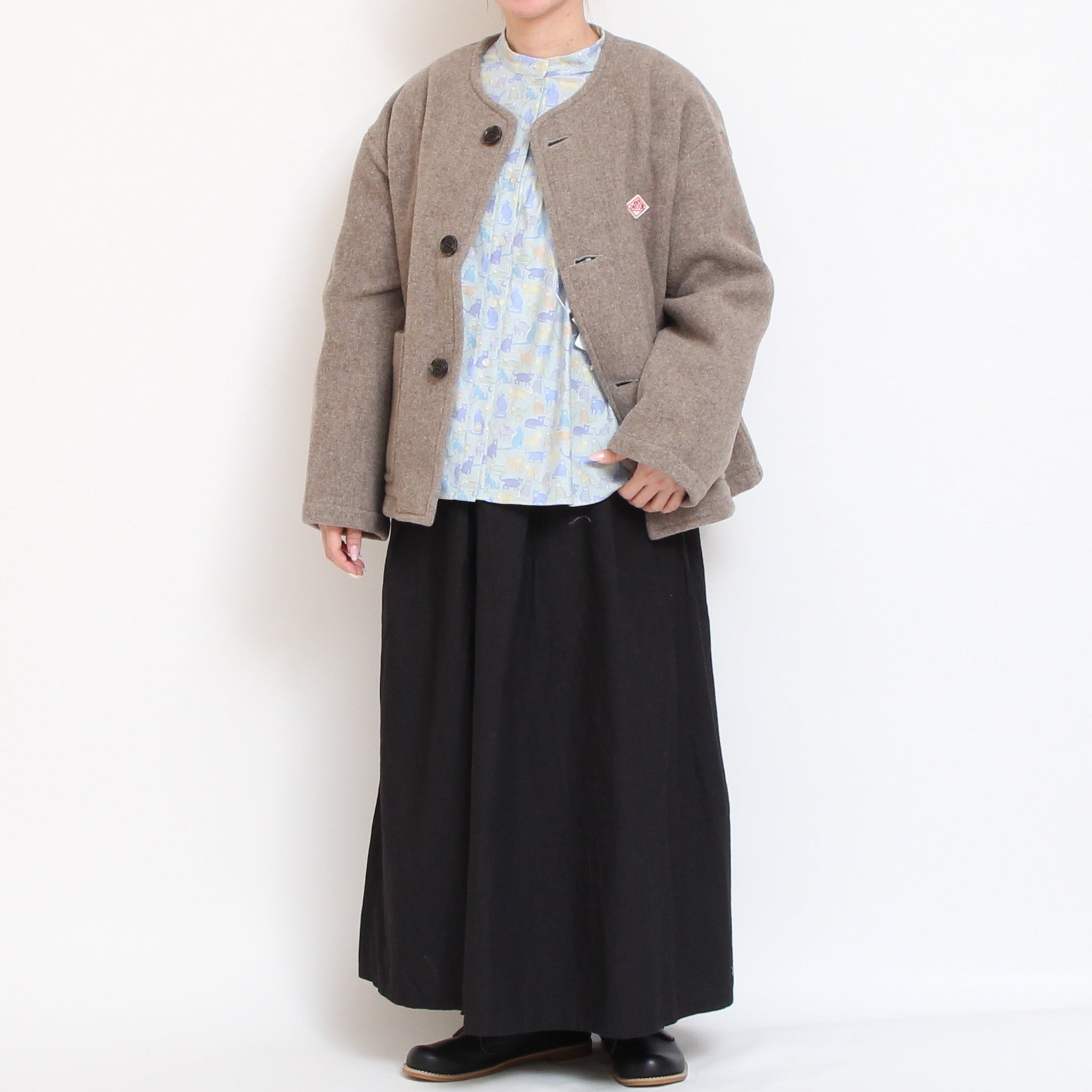 【NAVYラスト1点】Cotton Flannel切替ギャザーシャツ(2601)