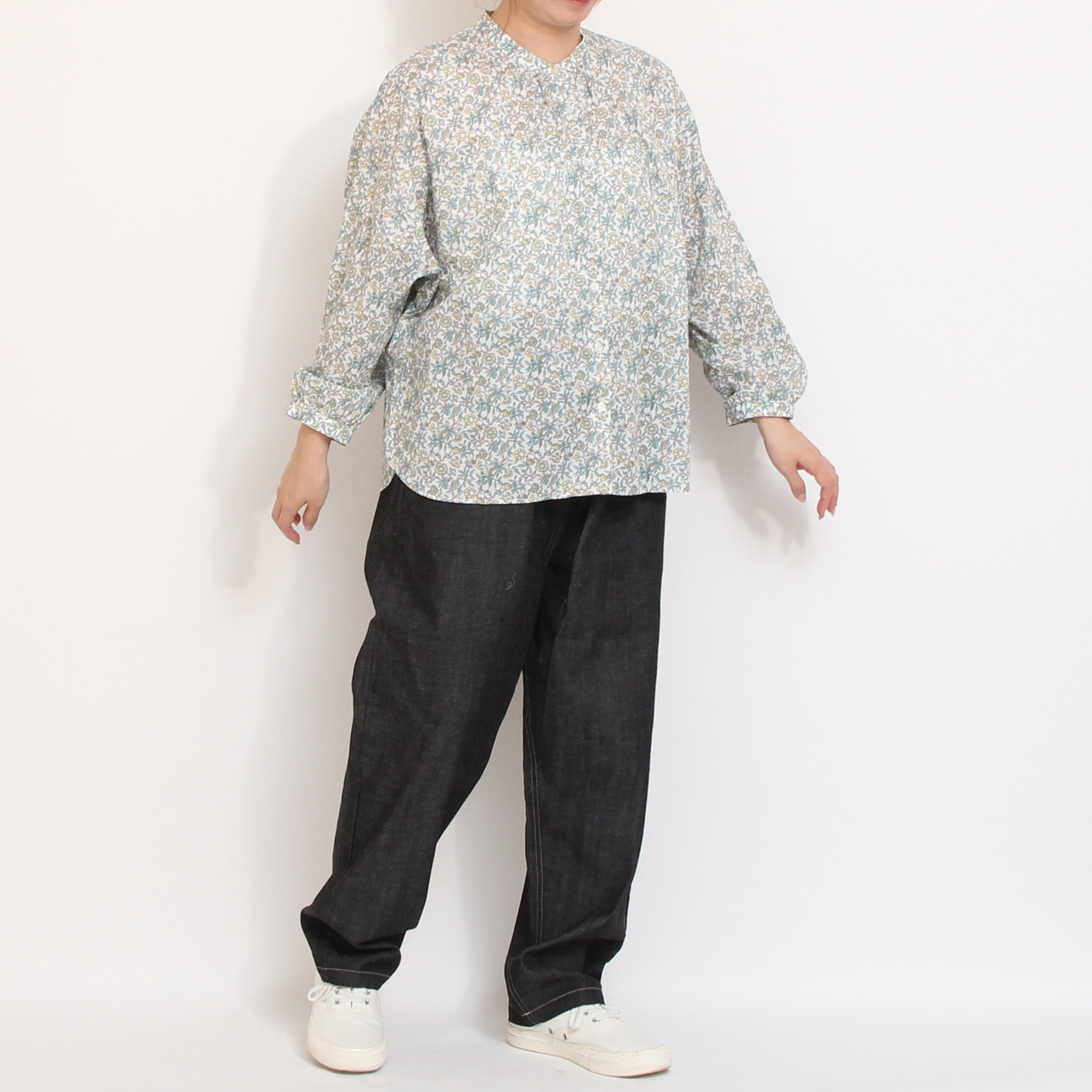 【20%OFF】【BLUE・GREENラスト1点ずつ】リバティ5分袖ドルマンシャツ(2604)