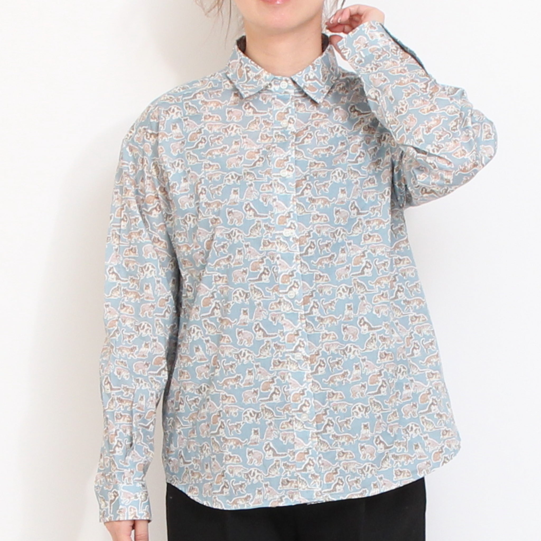 【20%OFF】【BLUE・SAXラスト1点ずつ】LIBERTYワイドレギュラーシャツ