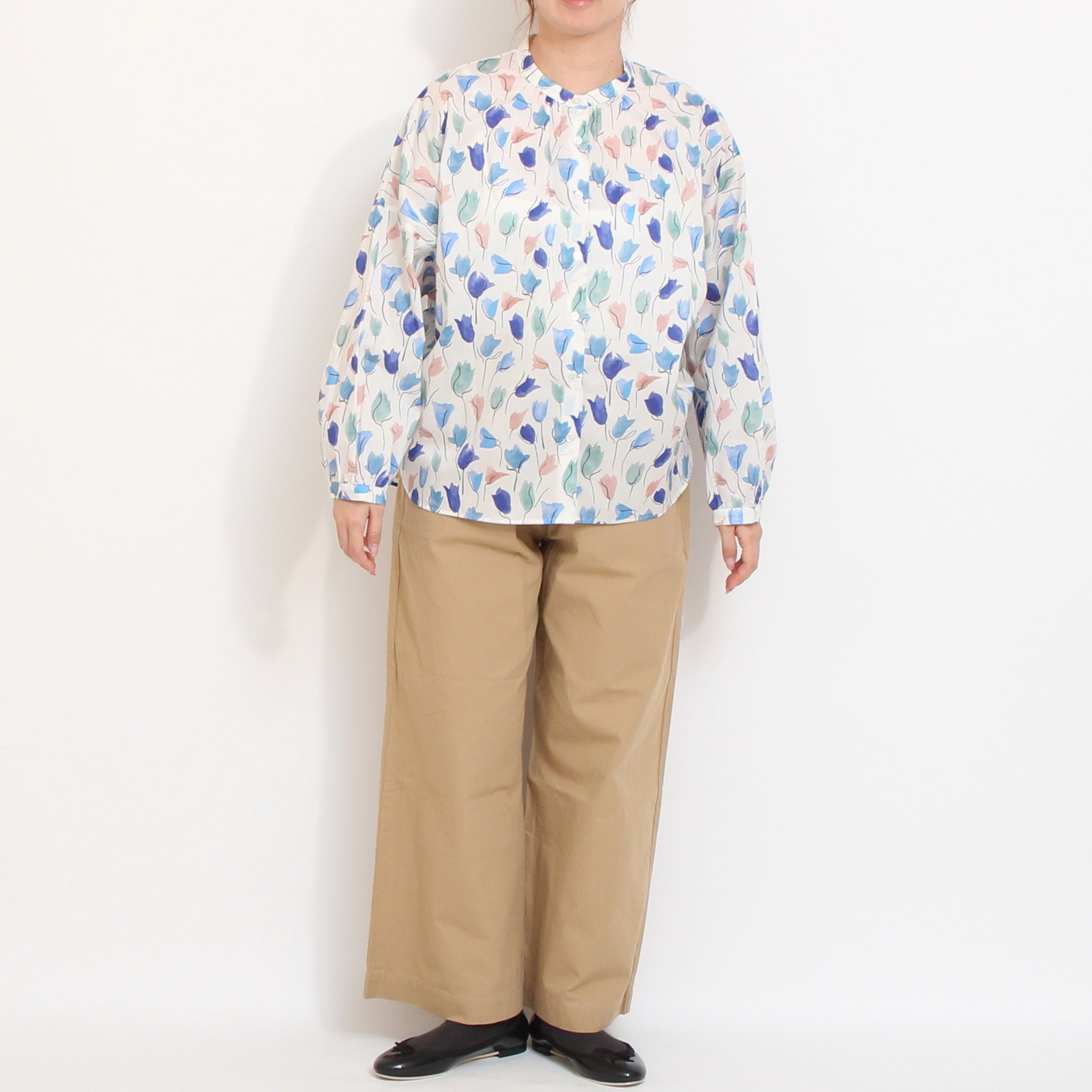【20%OFF】【BLUE・GREENラスト1点ずつ】リバティ5分袖ドルマンシャツ(2604)