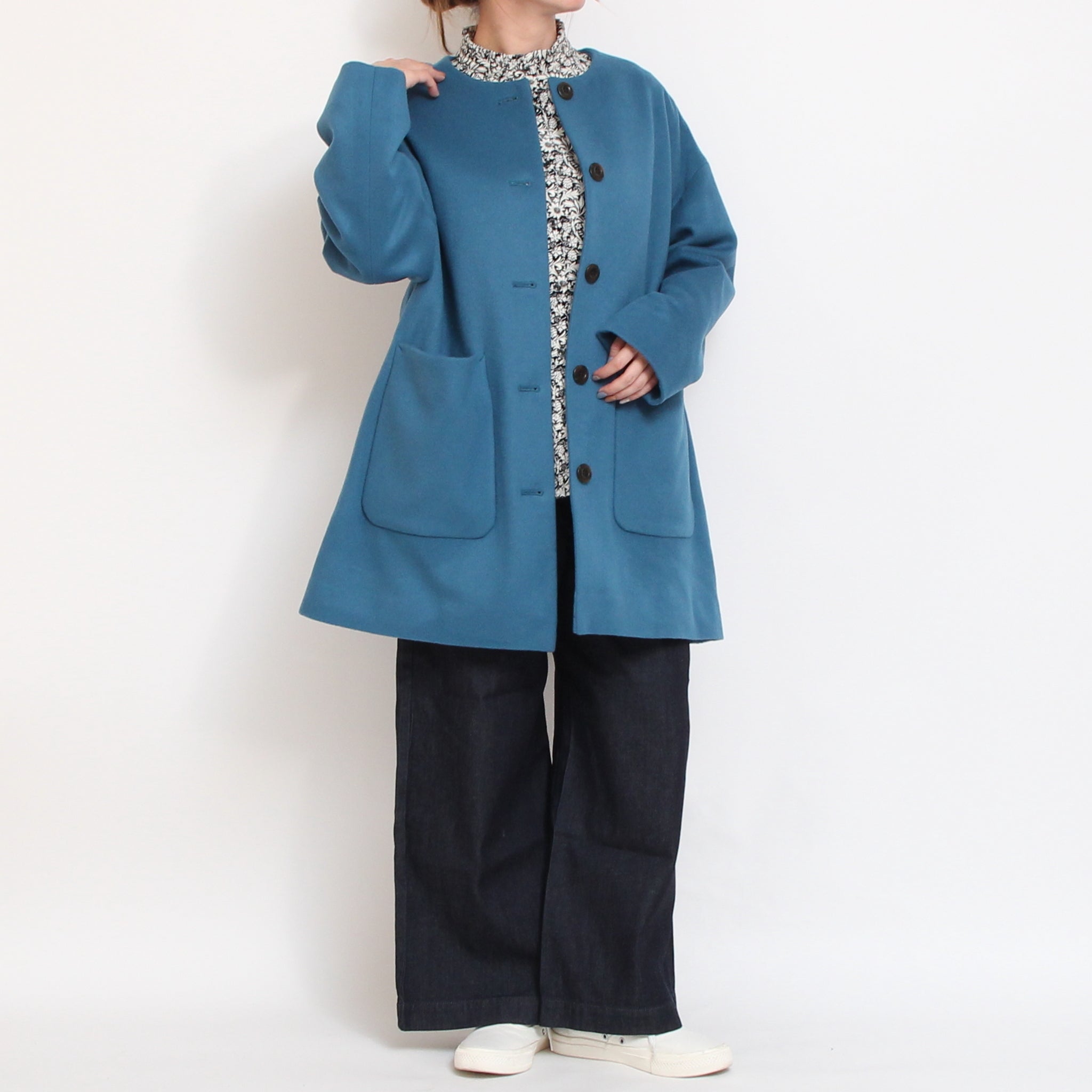 【BLACK残り僅か】裏リバティノーカラーコート(2510)