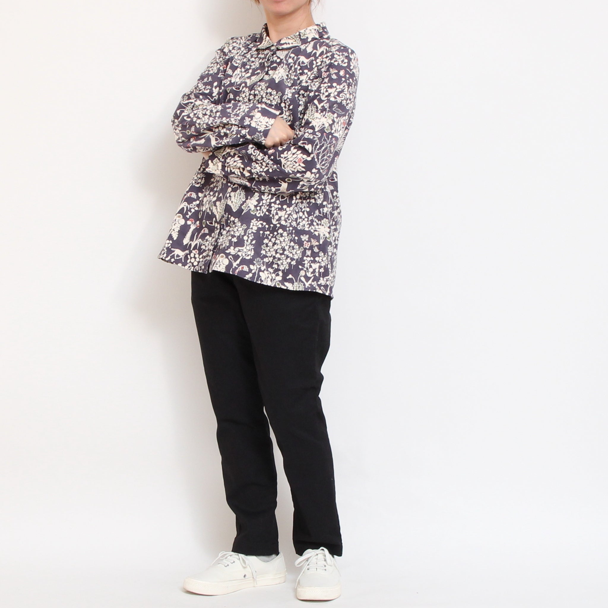 【NAVY・BLUEのみラスト1点ずつ】コーデュロイLIBERTY比翼タックシャツ(2511)