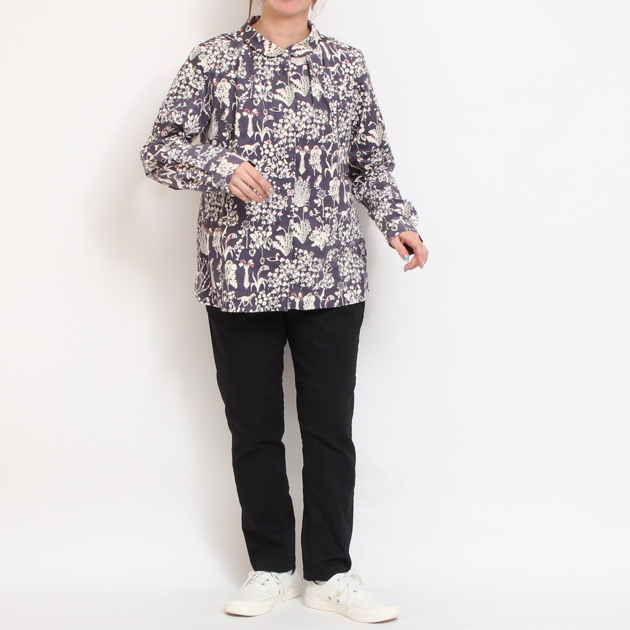 【NAVY・BLUEのみラスト1点ずつ】コーデュロイLIBERTY比翼タックシャツ(2511)