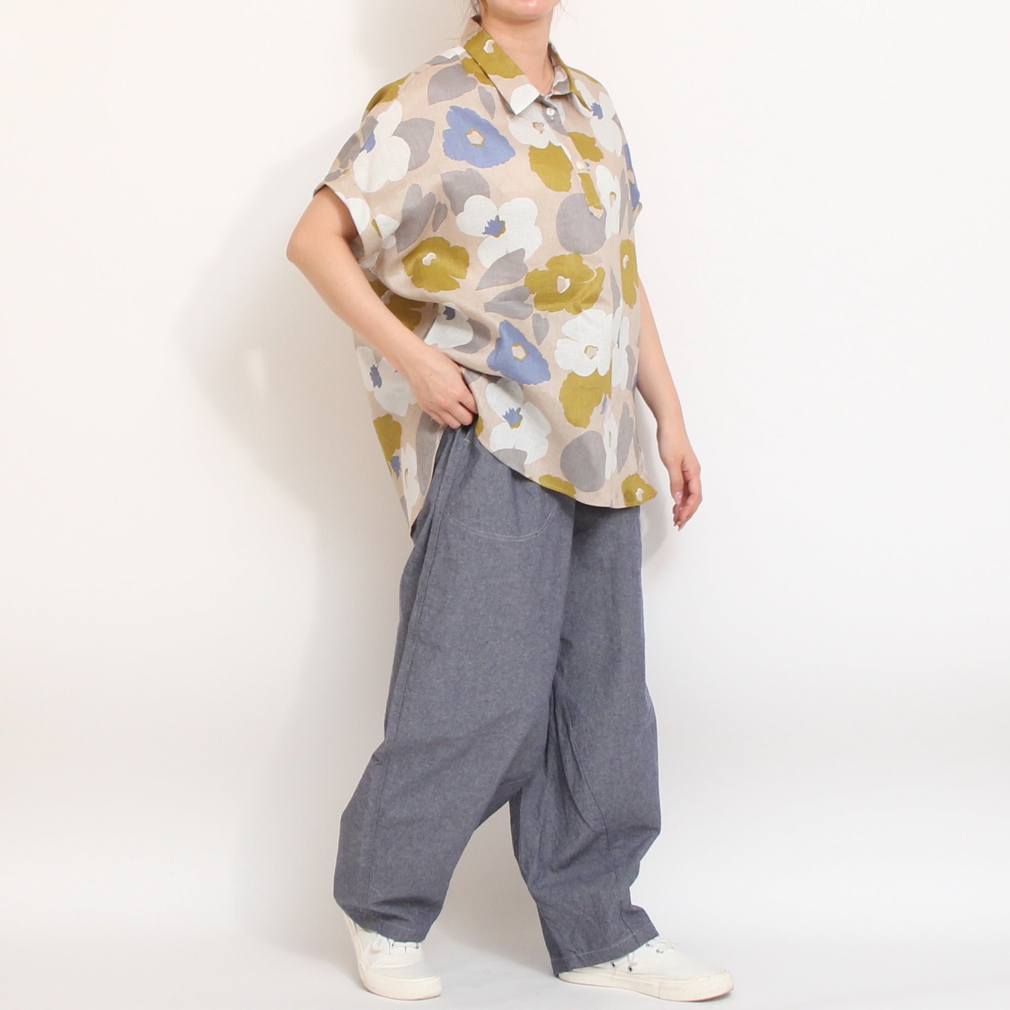 【20%OFF】【ORANGEのみ ラスト1点】フランダースリネンLIBERTYドルマンプルオーバーシャツ72055