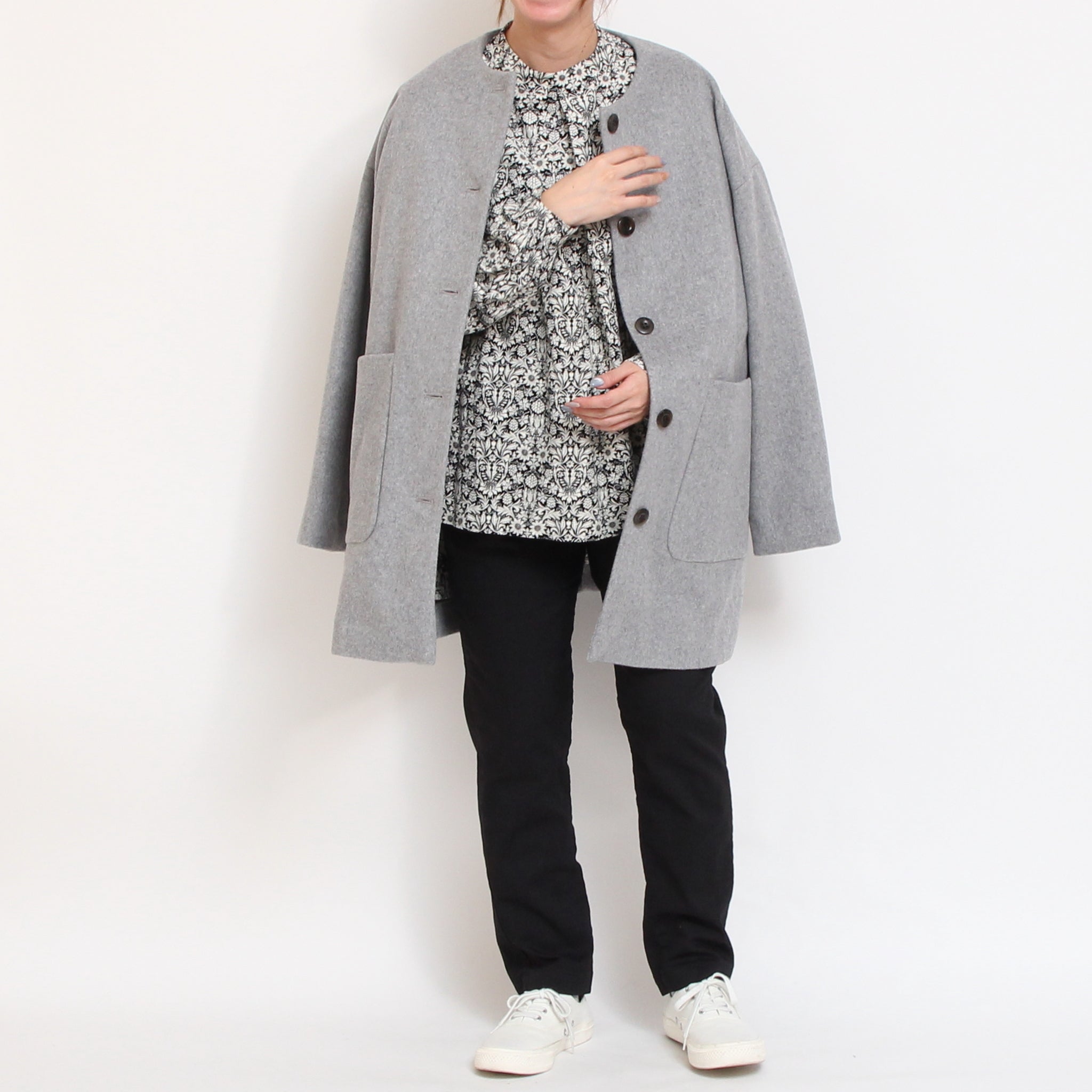 【BLACK残り僅か】裏リバティノーカラーコート(2510)