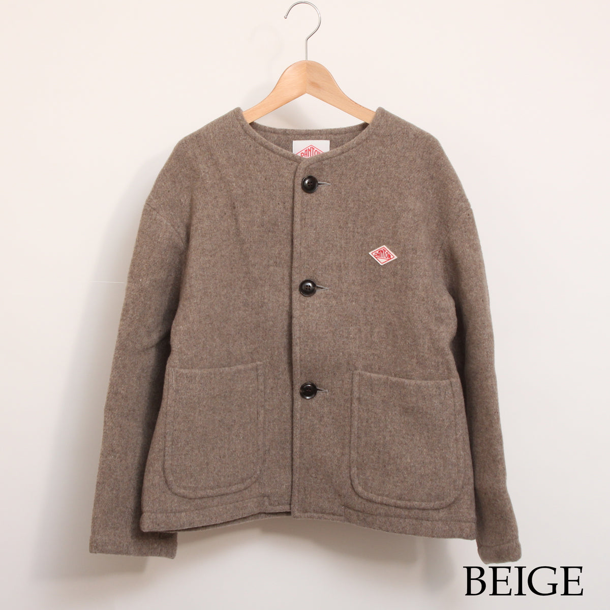 【Online Shopのみ! IVORY・BEIGEラスト1点ずつ】DANTONウールライトパイル ノーカラージャケット26