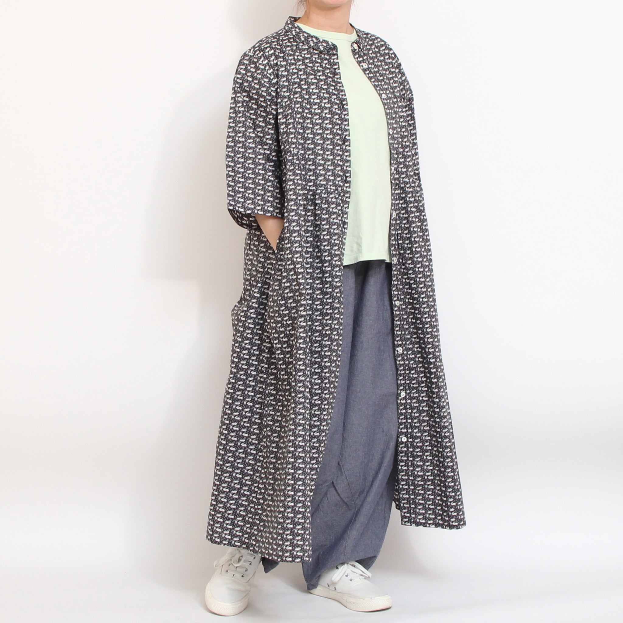 【期間限定20%OFF】【NAVY・GREENラスト1点ずつ・本店限定商品】リバティヨーク切替ギャザーワンピース(2604)