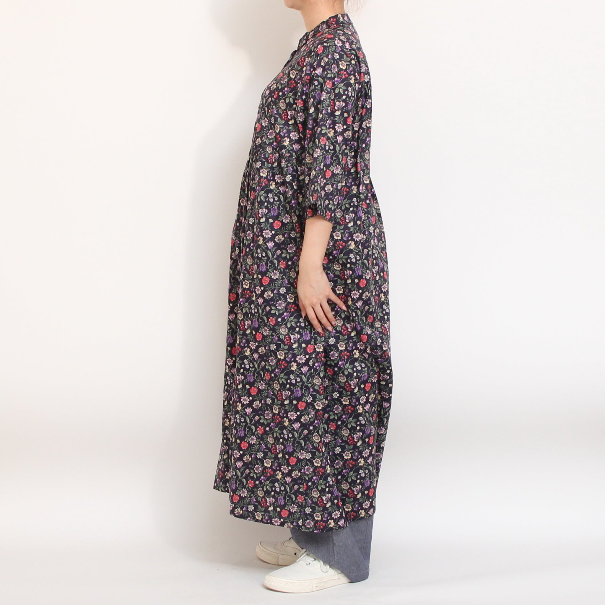【期間限定20%OFF】【NAVY・GREENラスト1点ずつ・本店限定商品】リバティヨーク切替ギャザーワンピース(2604)