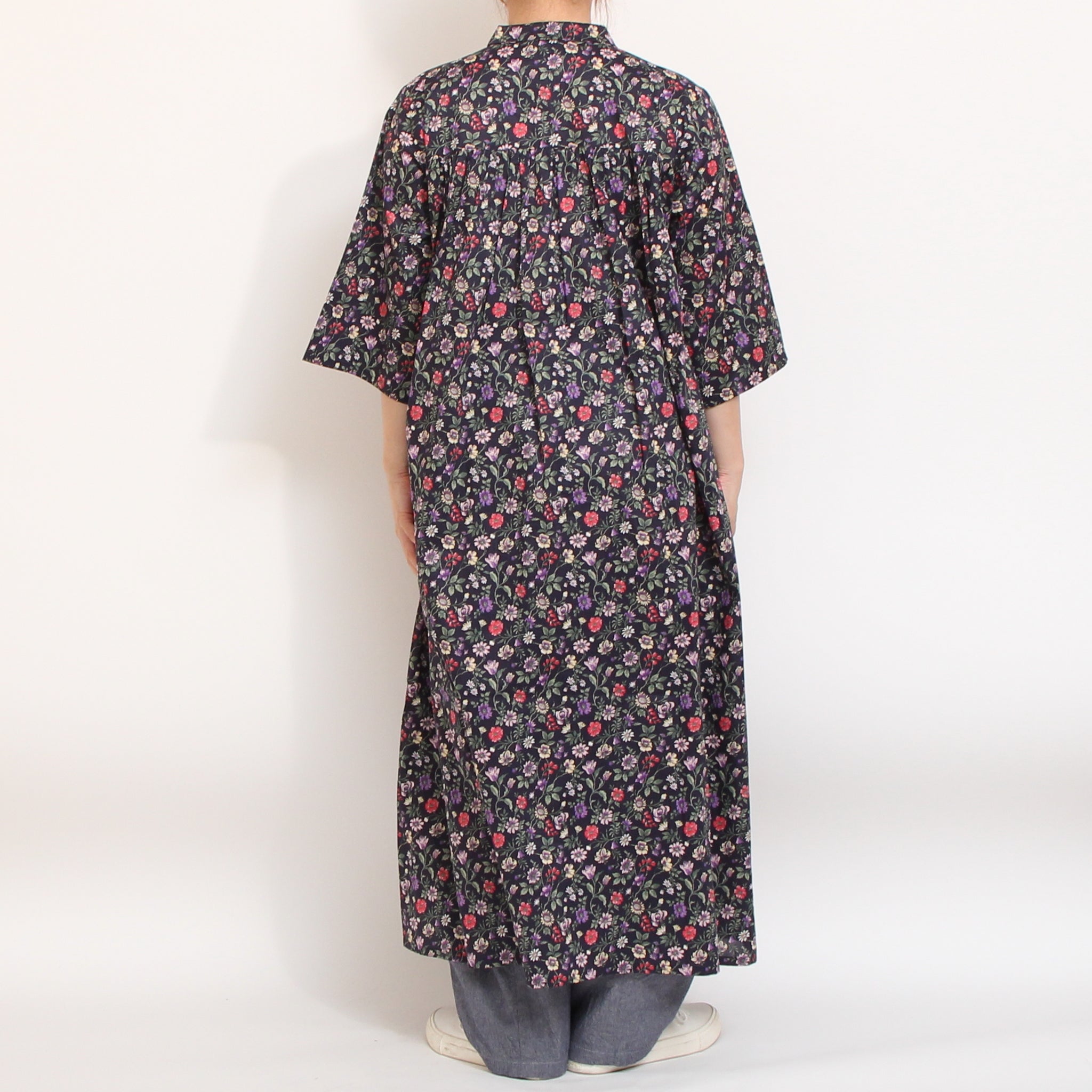 【期間限定20%OFF】【NAVY・GREENラスト1点ずつ・本店限定商品】リバティヨーク切替ギャザーワンピース(2604)