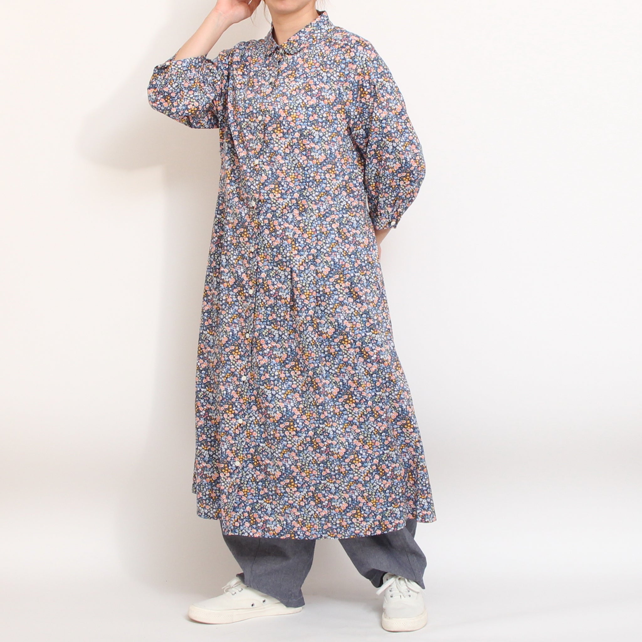 【期間限定20%OFF】【本店限定商品】リバティ7分袖クラシカルワンピース(2604)
