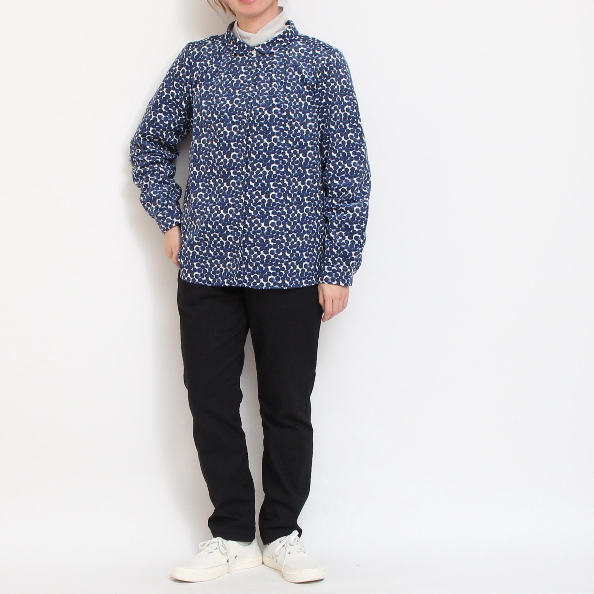 【NAVY・BLUEのみラスト1点ずつ】コーデュロイLIBERTY比翼タックシャツ(2511)