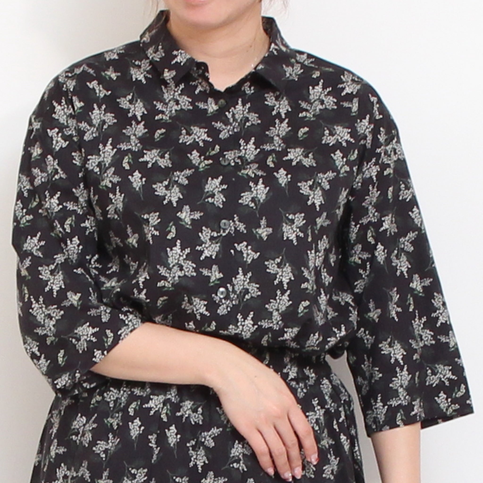 【BLACK残り僅か】コットンリヨセル前後差ワイドシャツ2604