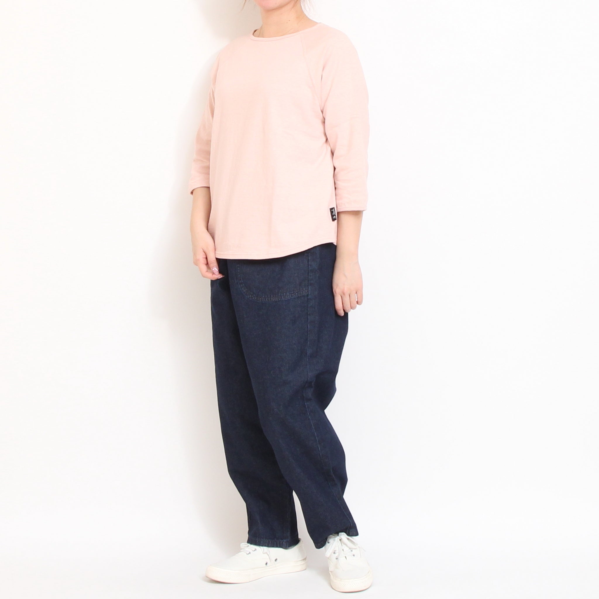 【NAVYラスト1点】to touch ラフィーコットン7分袖Tシャツ
