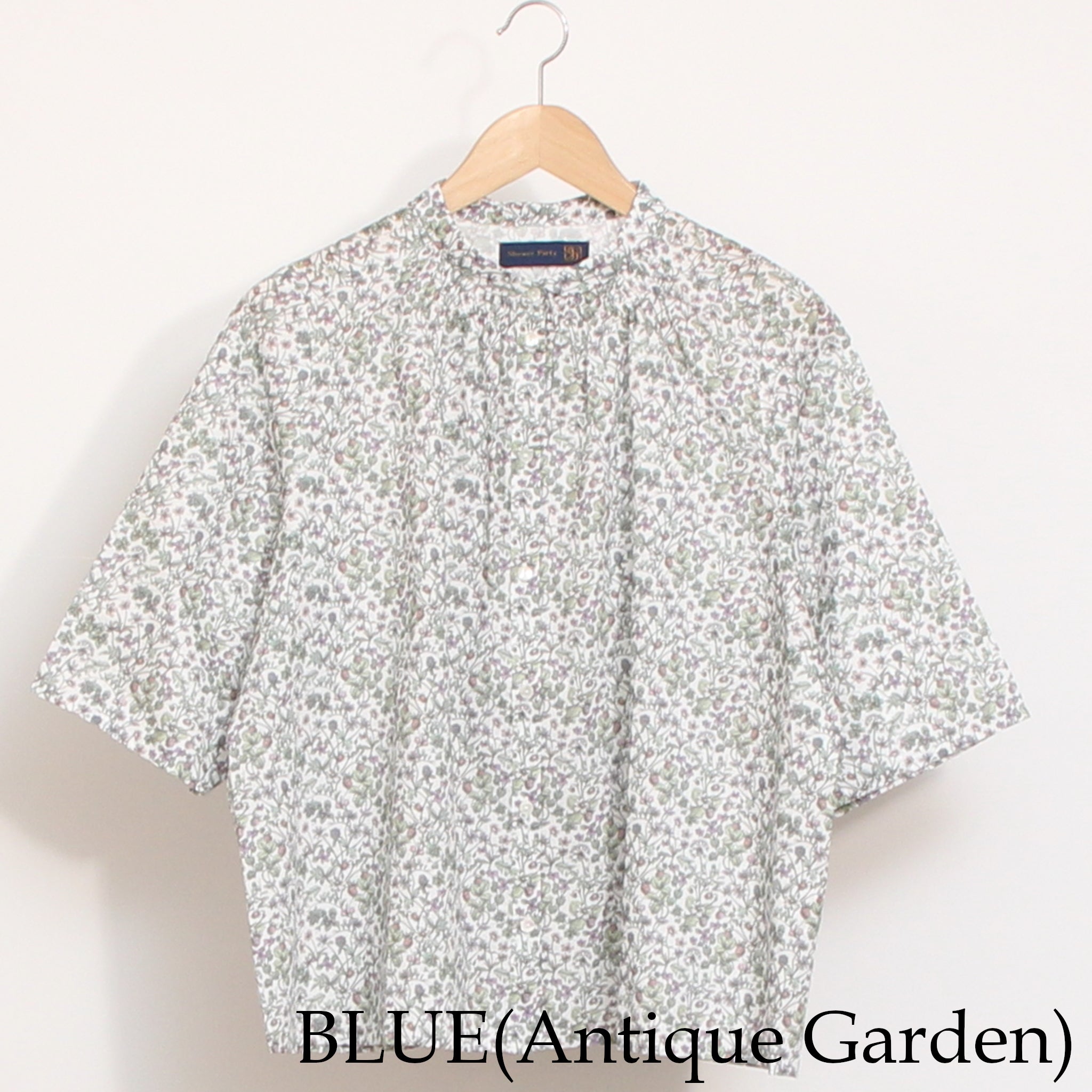 【期間限定15%OFF】【YELLOWのみ残り僅か】リバティ6分袖チビ衿シャーリングシャツ2605