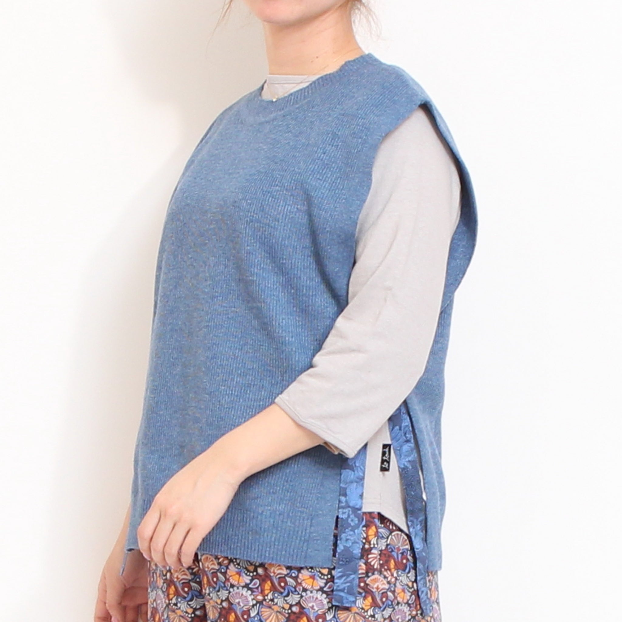【NAVYラスト1点】to touch ラフィーコットン7分袖Tシャツ