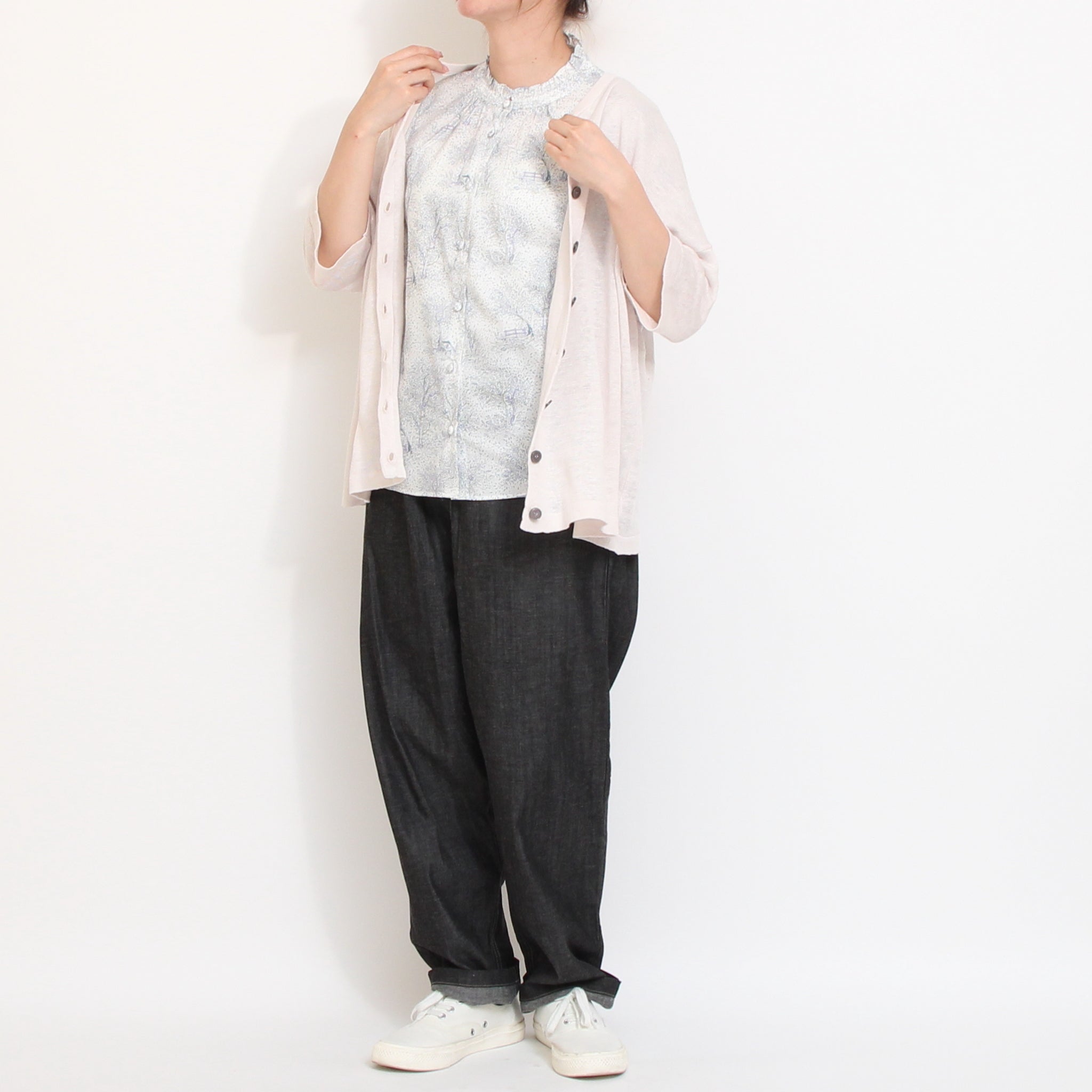 【期間限定15%OFF】【YELLOW・BLACKサイズ1 ラスト1点ずつ】コットンリヨセル半袖スタンドフリルシャツ2604