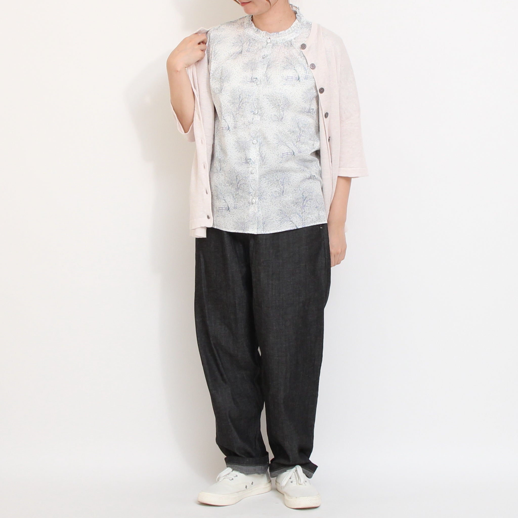 【期間限定15%OFF】【YELLOW・BLACKサイズ1 ラスト1点ずつ】コットンリヨセル半袖スタンドフリルシャツ2604