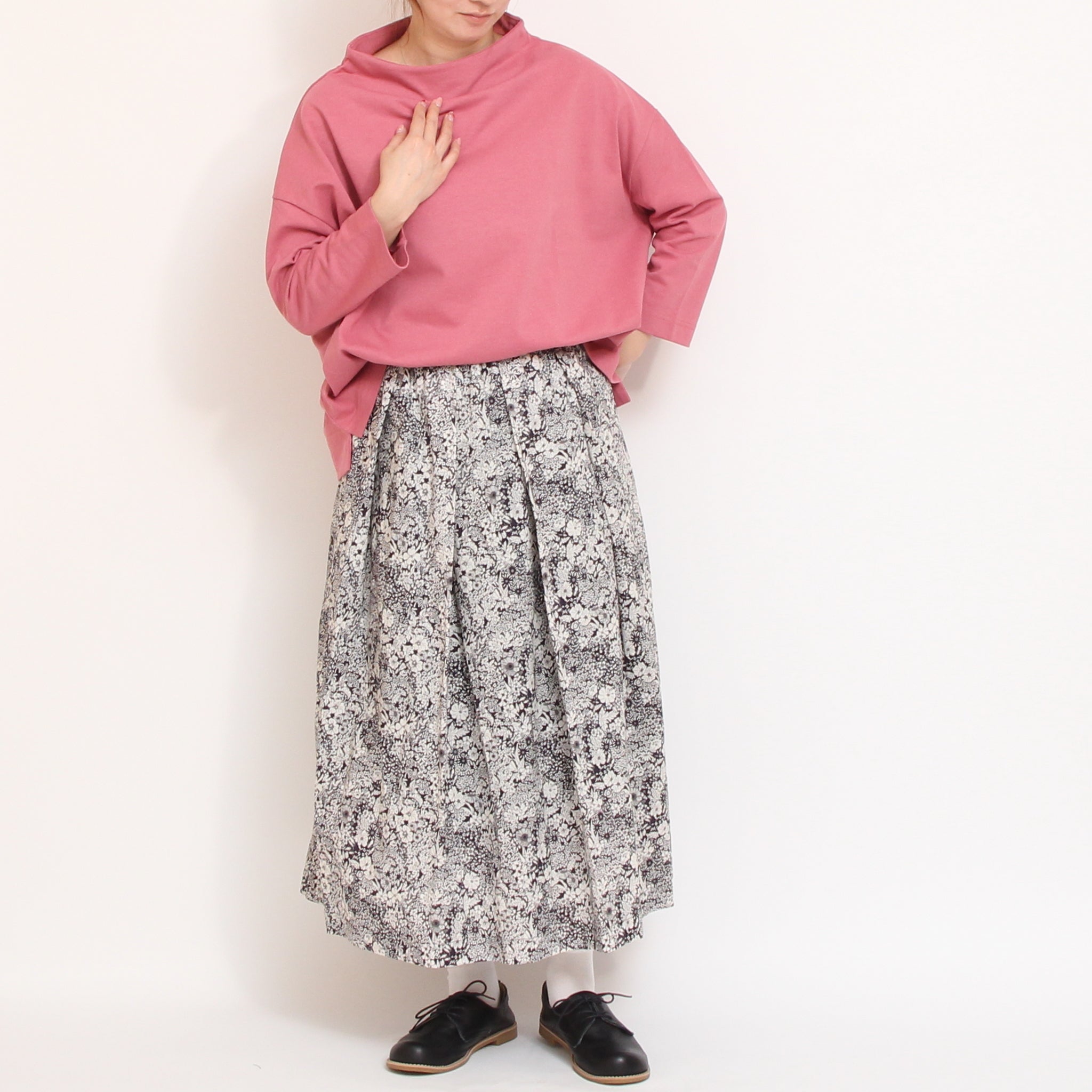 【期間限定20%OFF】【NAVYラスト1点】コットンリヨセルギャザースカート(2604)