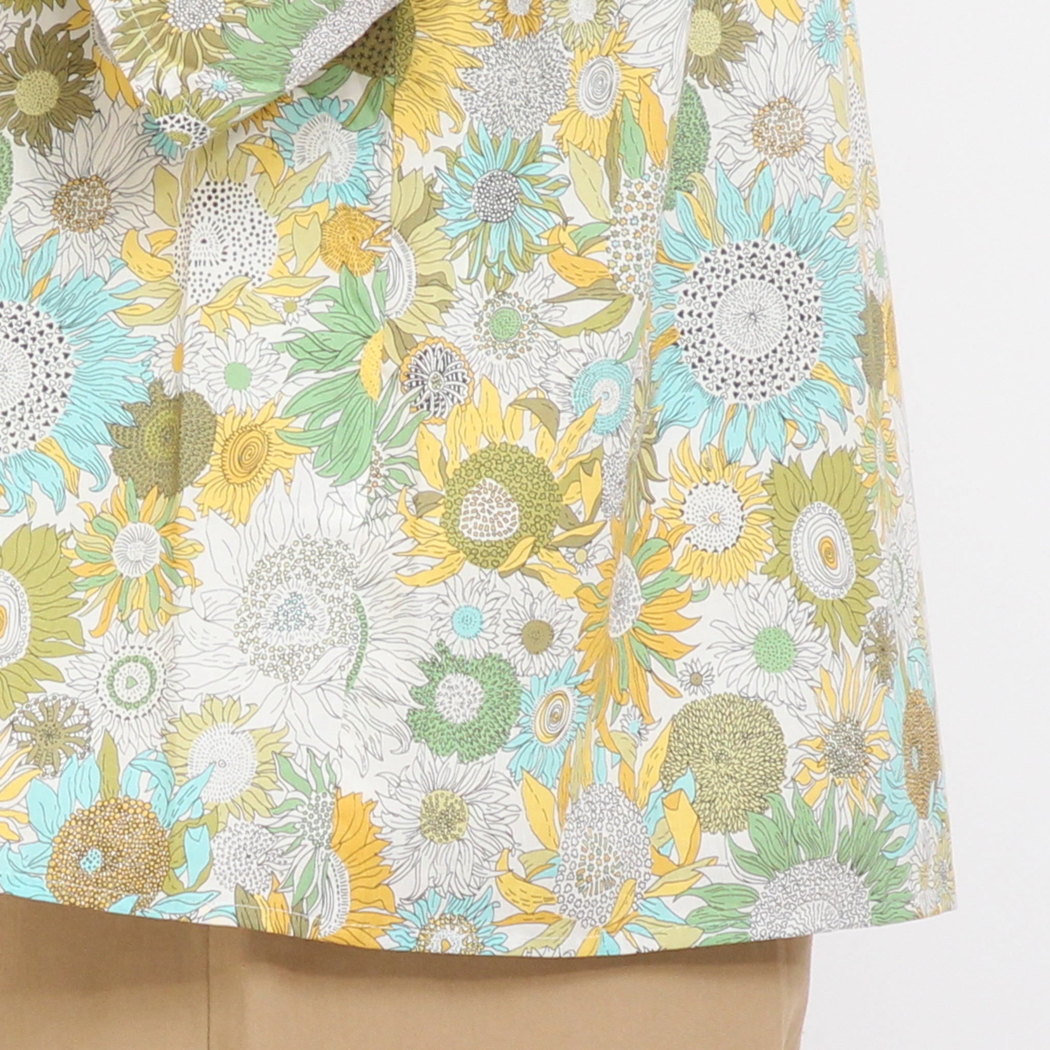 【期間限定15%OFF】【YELLOWのみ残り僅か】リバティ6分袖チビ衿シャーリングシャツ2605