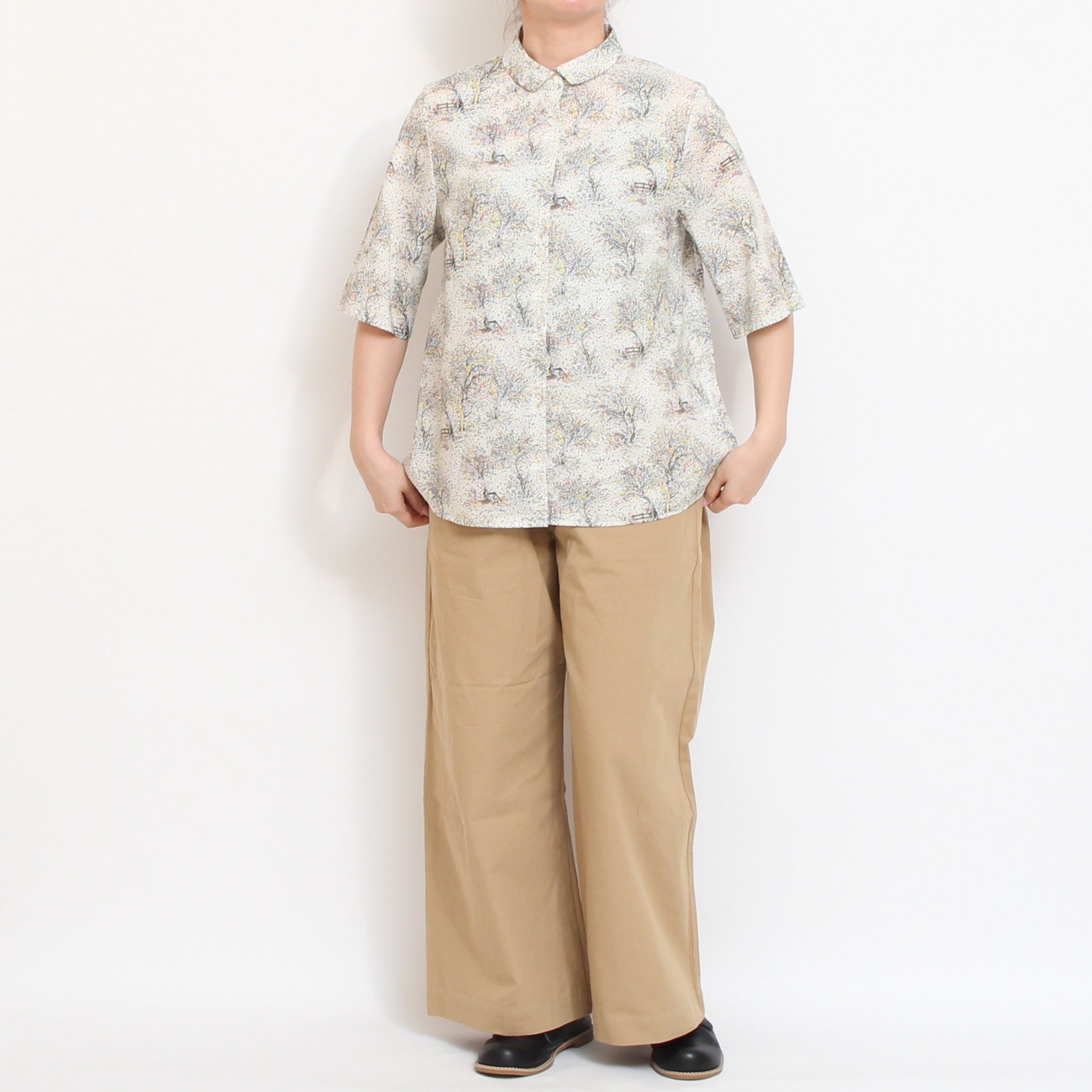 【期間限定30%OFF】【PINKサイズ1のみ ラスト1点】コットンリヨセル5分袖フィットシャツ2604
