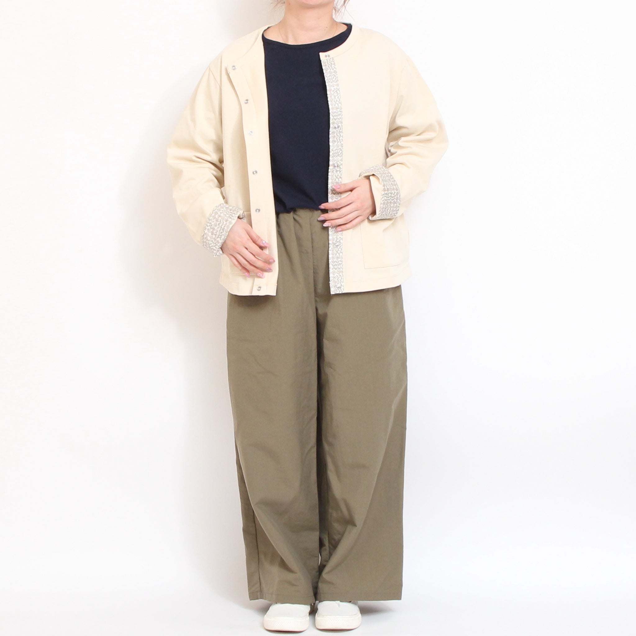 【NAVYラスト1点】to touch ラフィーコットン7分袖Tシャツ