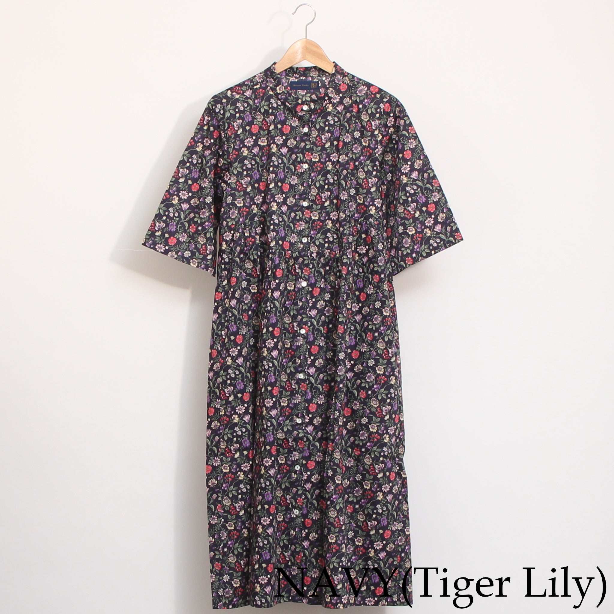 【期間限定20%OFF】【NAVY・GREENラスト1点ずつ・本店限定商品】リバティヨーク切替ギャザーワンピース(2604)