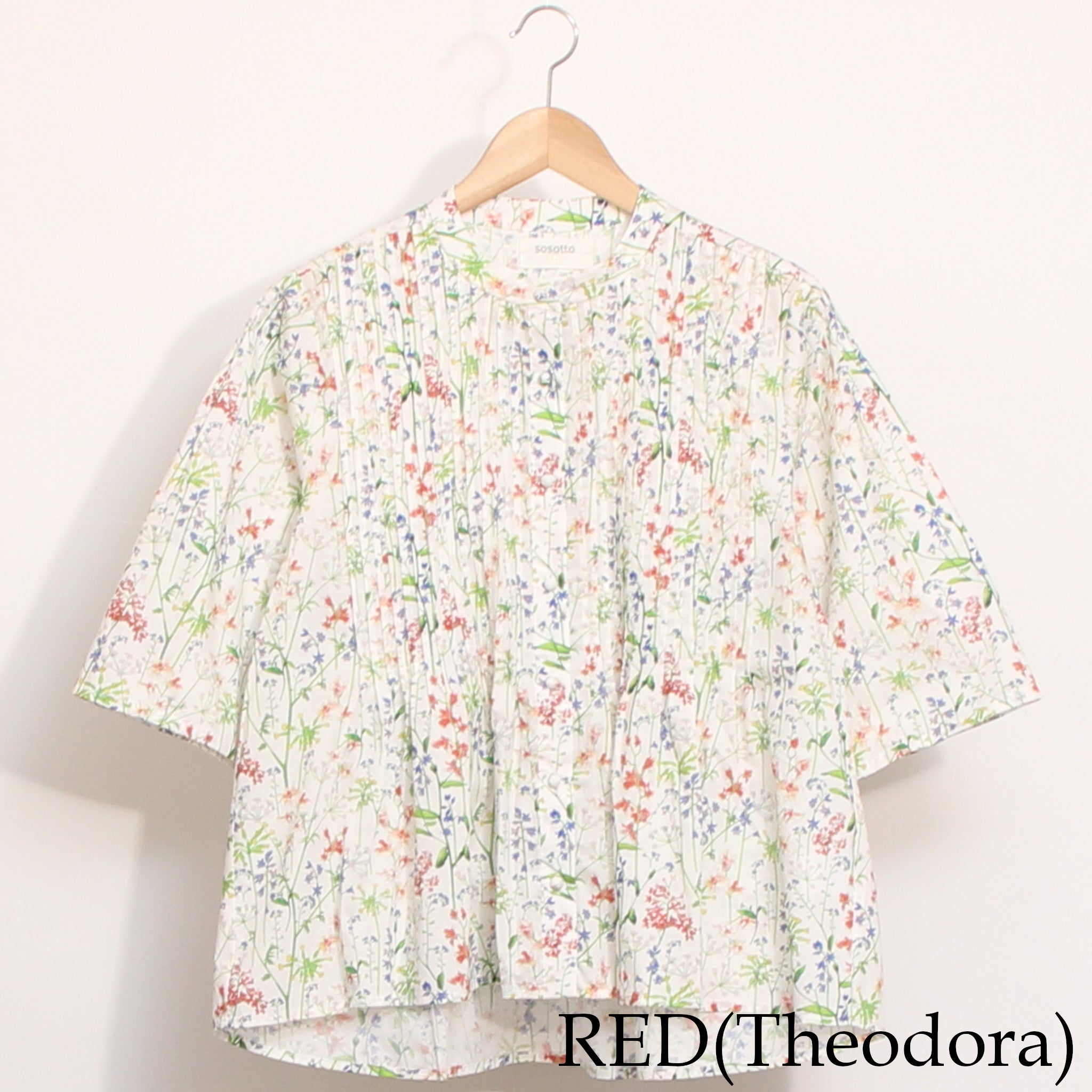 【期間限定15%OFF】【REDのみ ラスト1点・本店限定商品】sosotto LIBERTY細ピンタックシャツ
