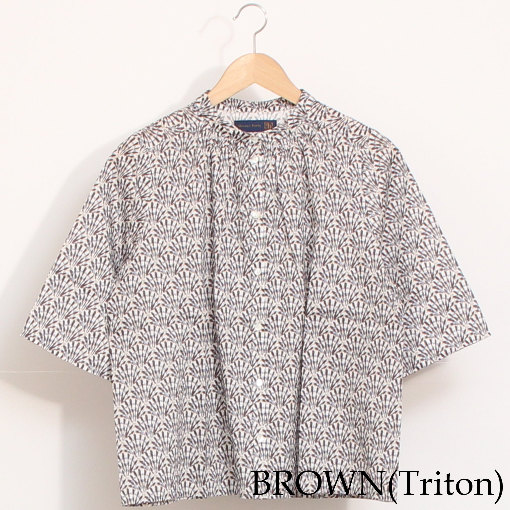 【期間限定15%OFF】【MINT残り僅か・本店限定商品】リバティ6分袖チビ衿シャーリングシャツ(2604)