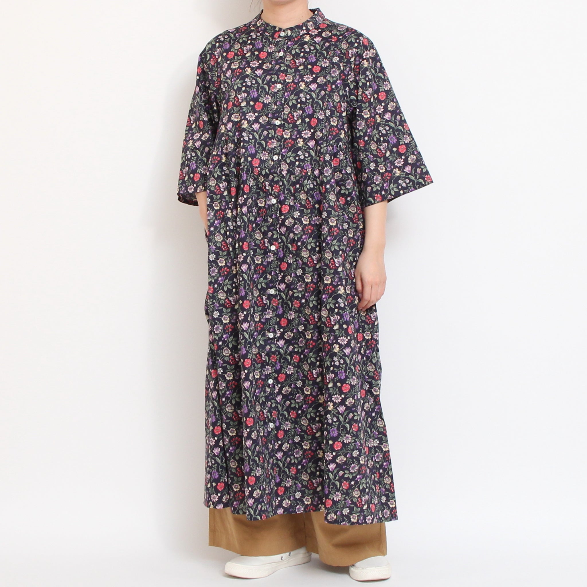【期間限定20%OFF】【NAVY・GREENラスト1点ずつ・本店限定商品】リバティヨーク切替ギャザーワンピース(2604)