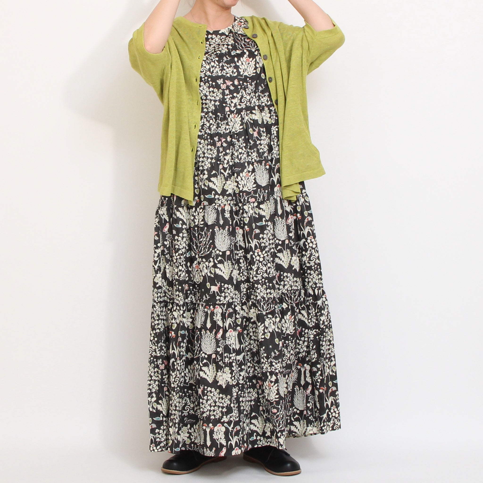 【本店限定商品】リバティ半袖ティアードワンピース(2605)