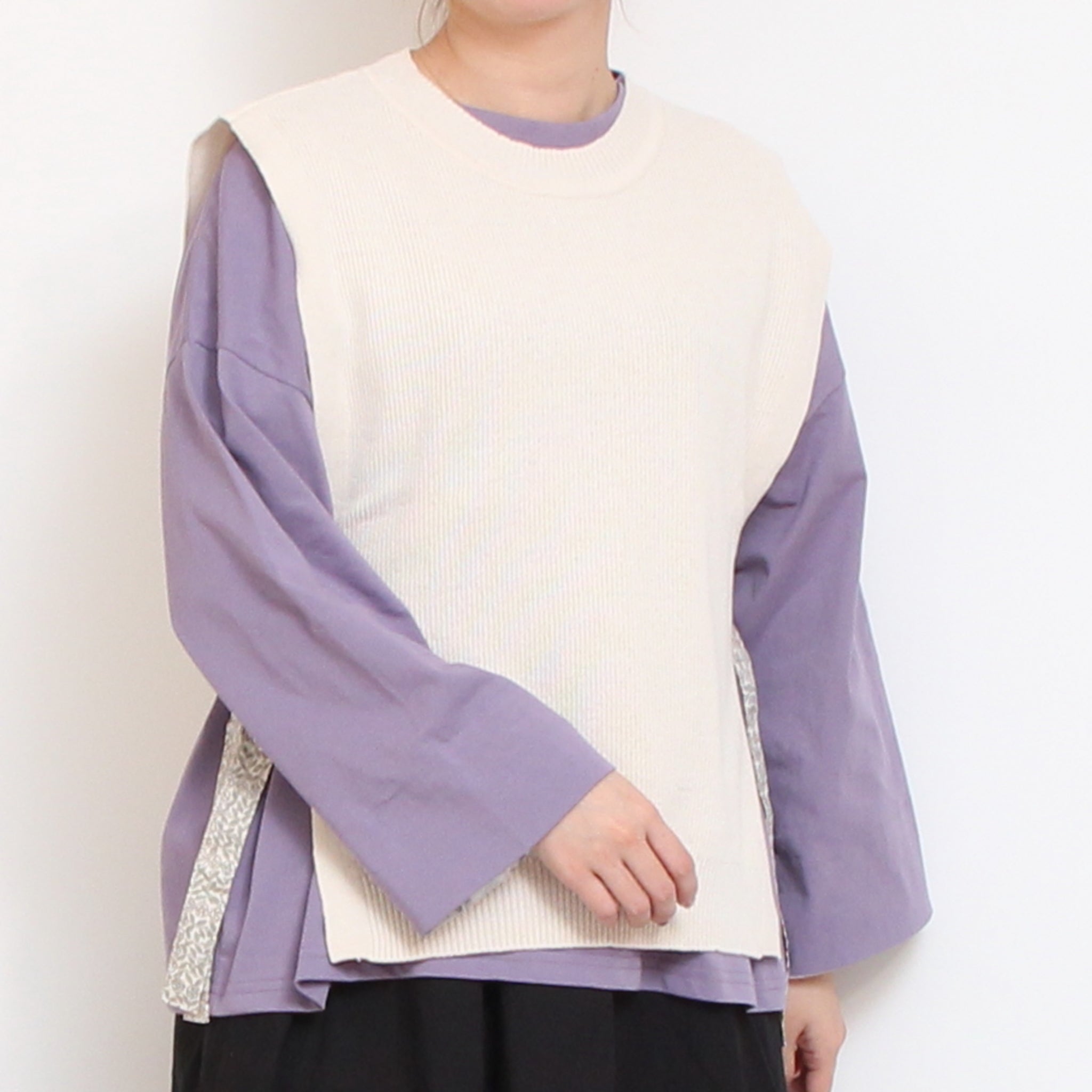 【RED・PURPLEラスト1点ずつ】sosotto袖裏LIBERTY8分袖Tシャツ