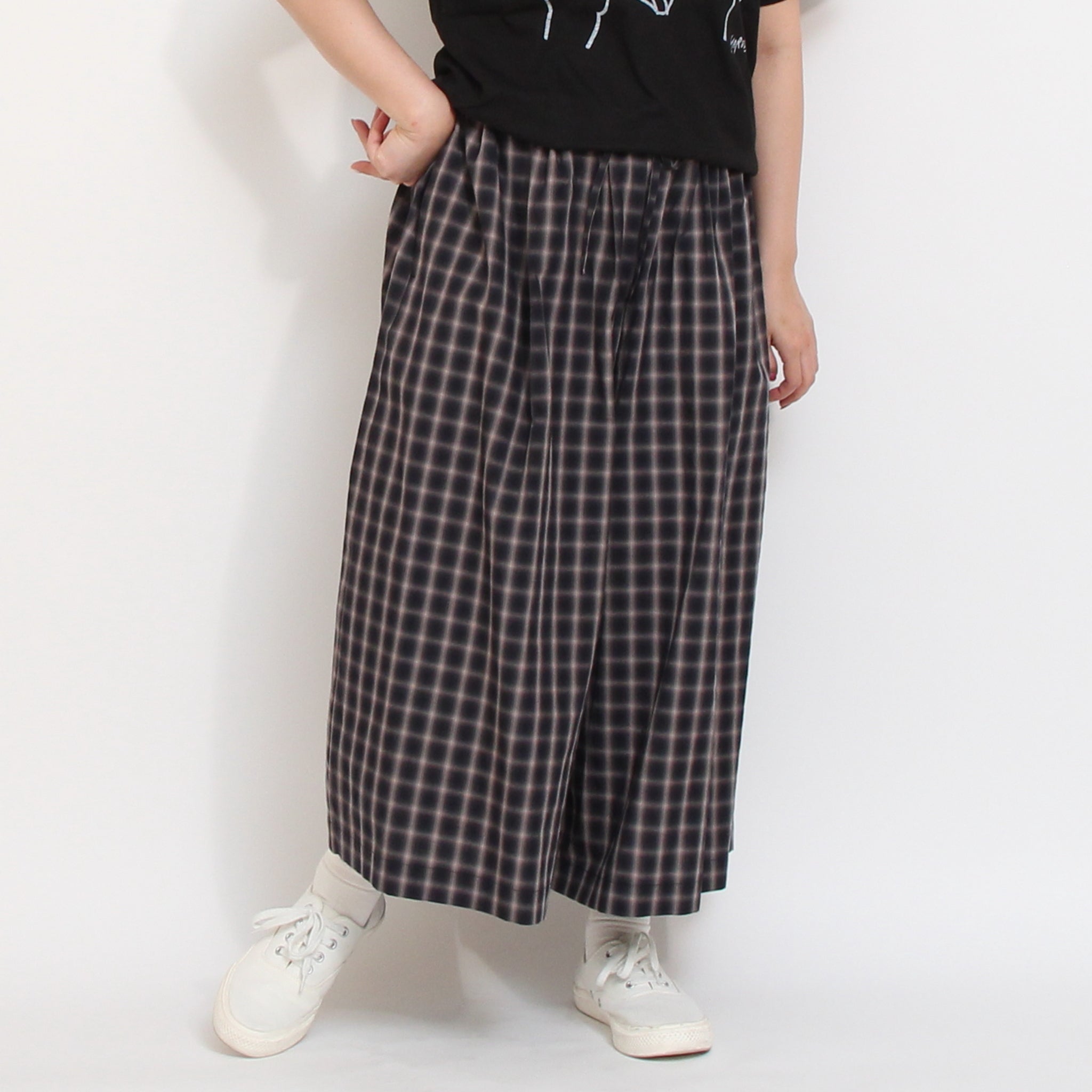 【30%OFF】【BLACKのみ ラスト1点・本店限定商品】Vent’ douestチェックイージーキュロット