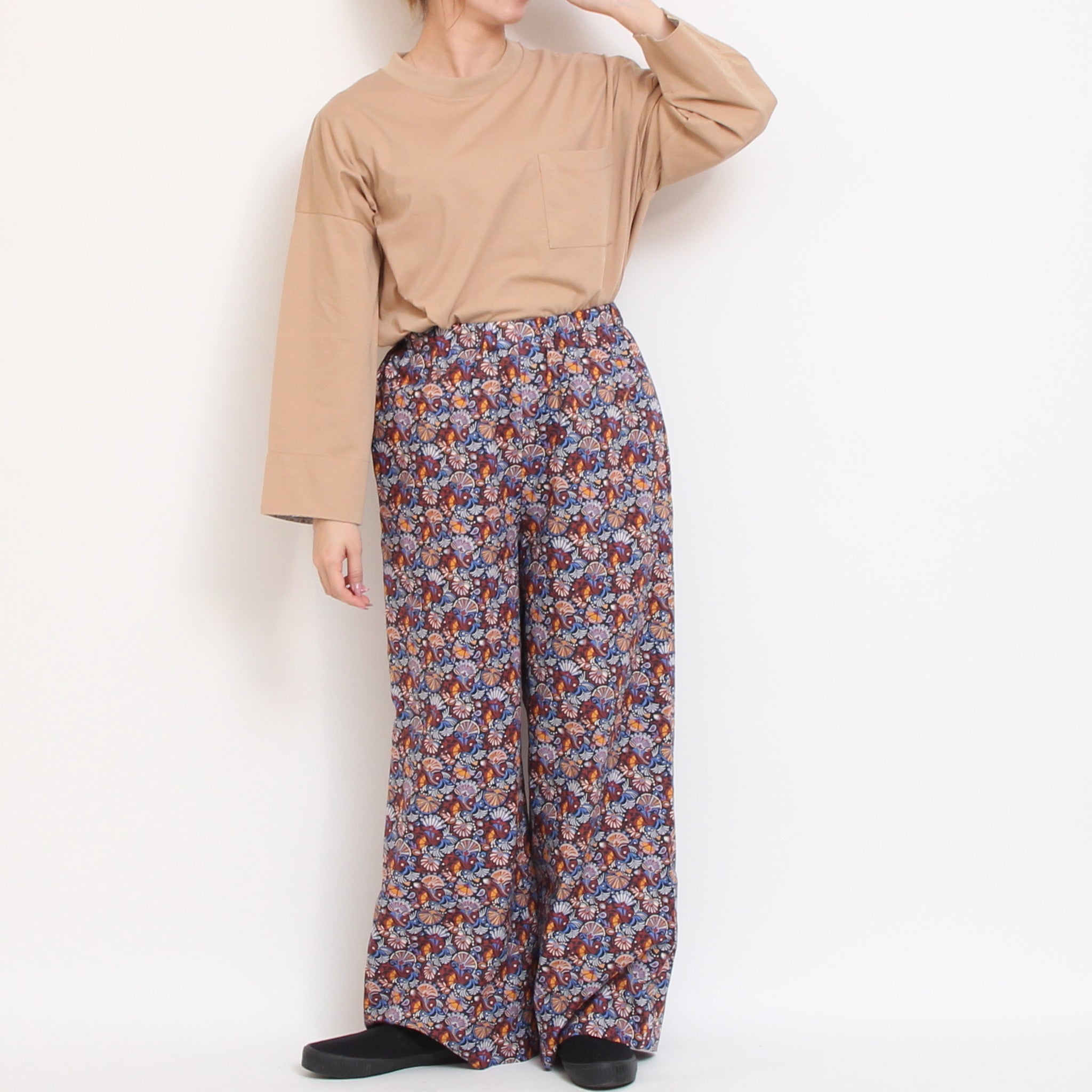 【RED・PURPLEラスト1点ずつ】sosotto袖裏LIBERTY8分袖Tシャツ