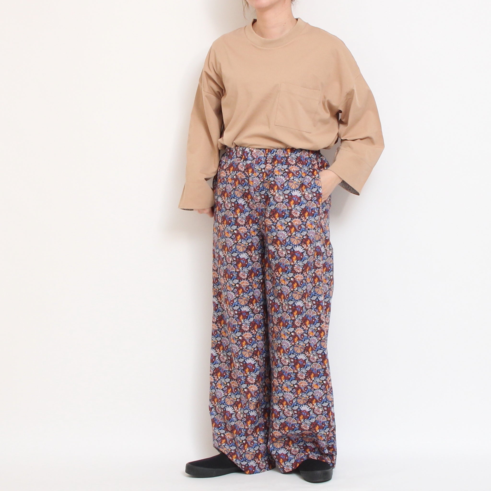 【RED・PURPLEラスト1点ずつ】sosotto袖裏LIBERTY8分袖Tシャツ