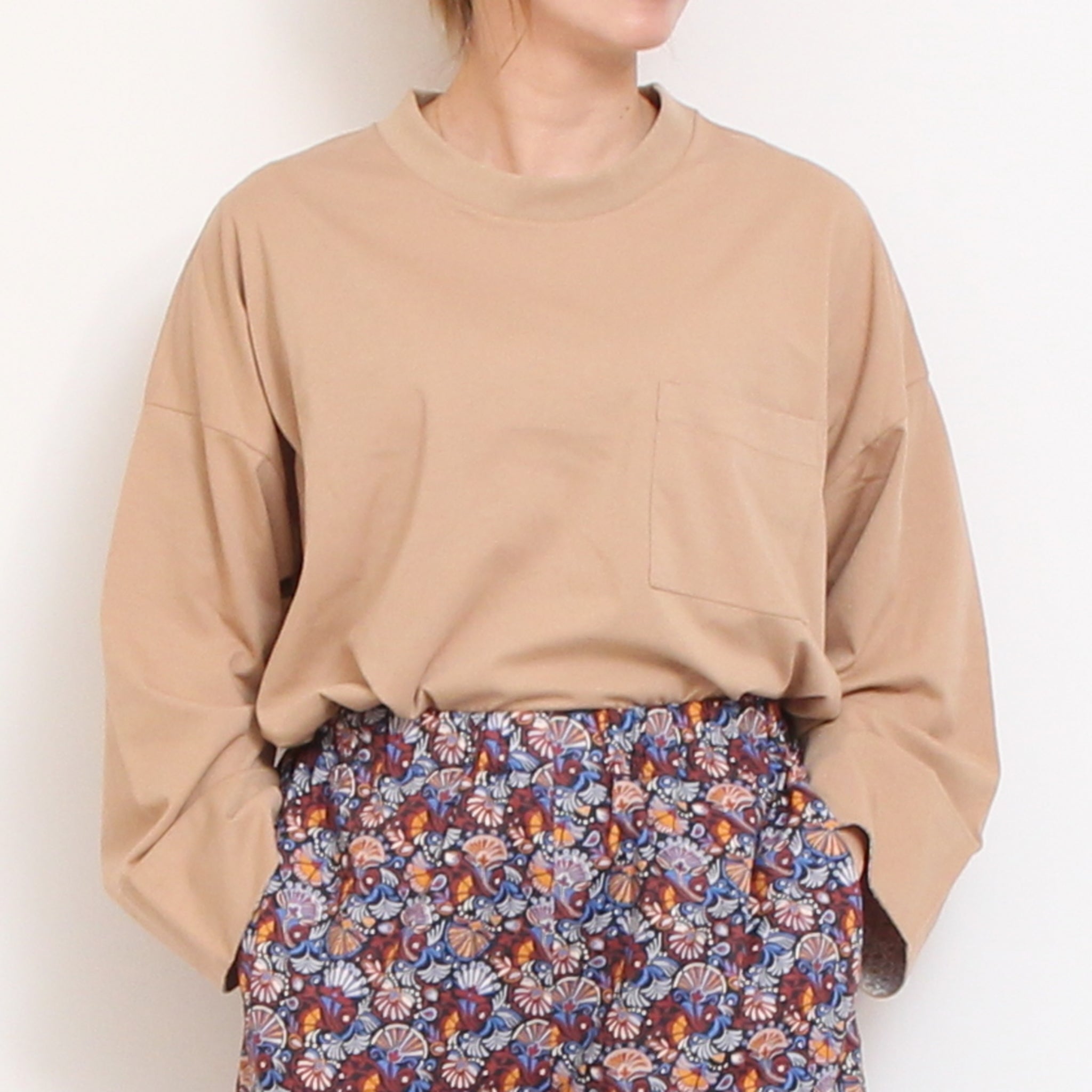 【RED・PURPLEラスト1点ずつ】sosotto袖裏LIBERTY8分袖Tシャツ