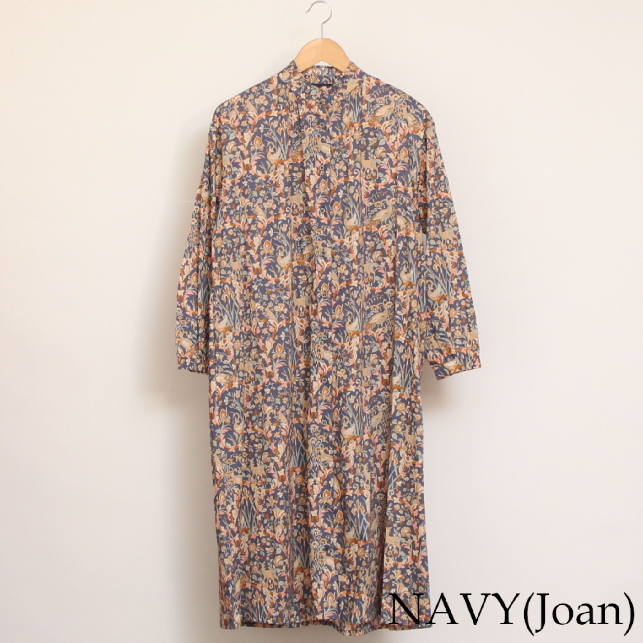 【20%OFF】【PURPLE・GREENのみ残り僅か・本店限定商品】リバティタックフリルネックワンピース(2509)