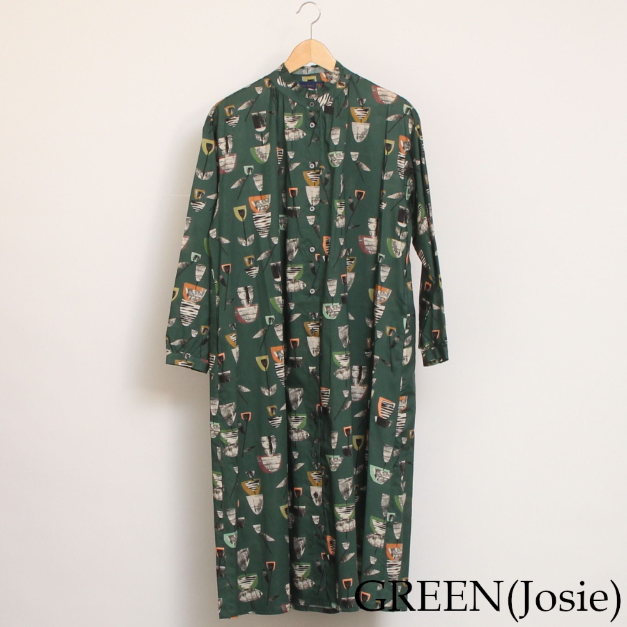 【20%OFF】【PURPLE・GREENのみ残り僅か・本店限定商品】リバティタックフリルネックワンピース(2509)