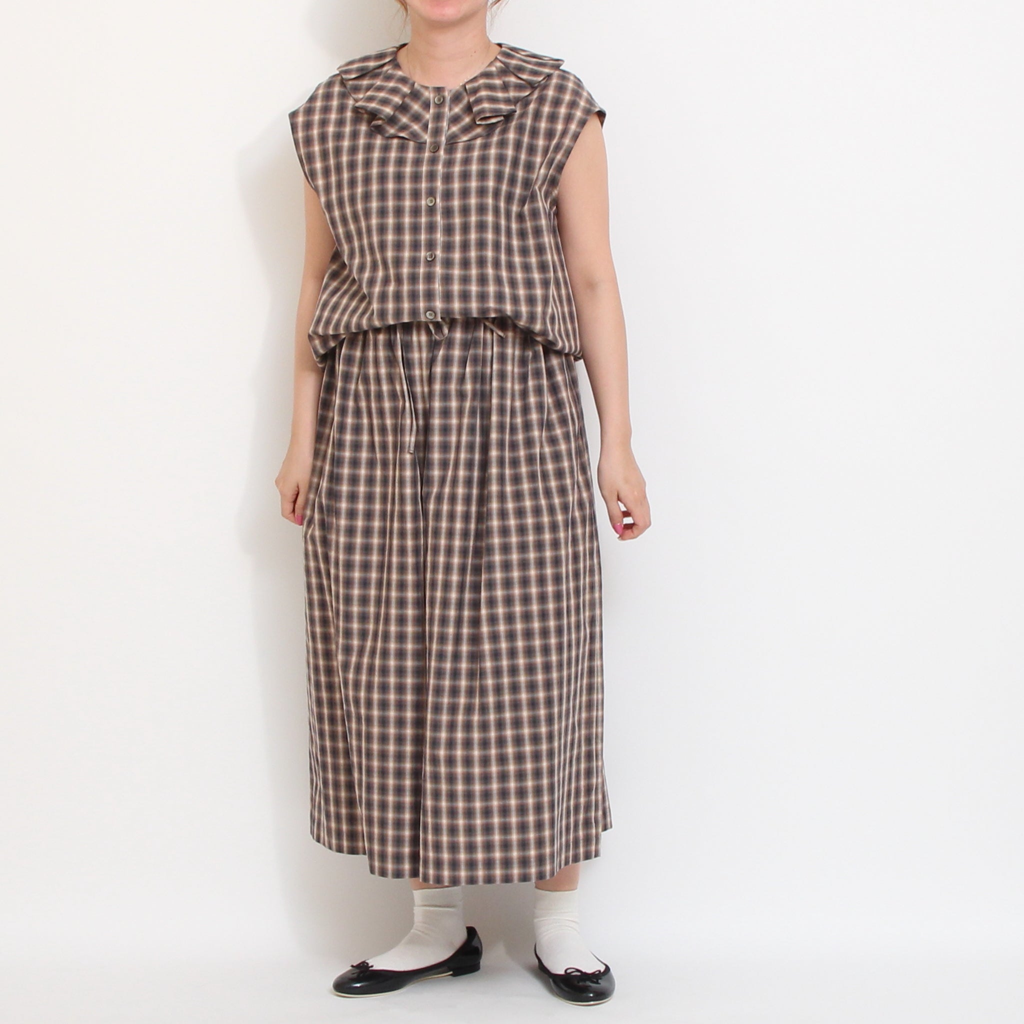 【30%OFF】【BLACKのみ ラスト1点・本店限定商品】Vent’ douestチェックイージーキュロット