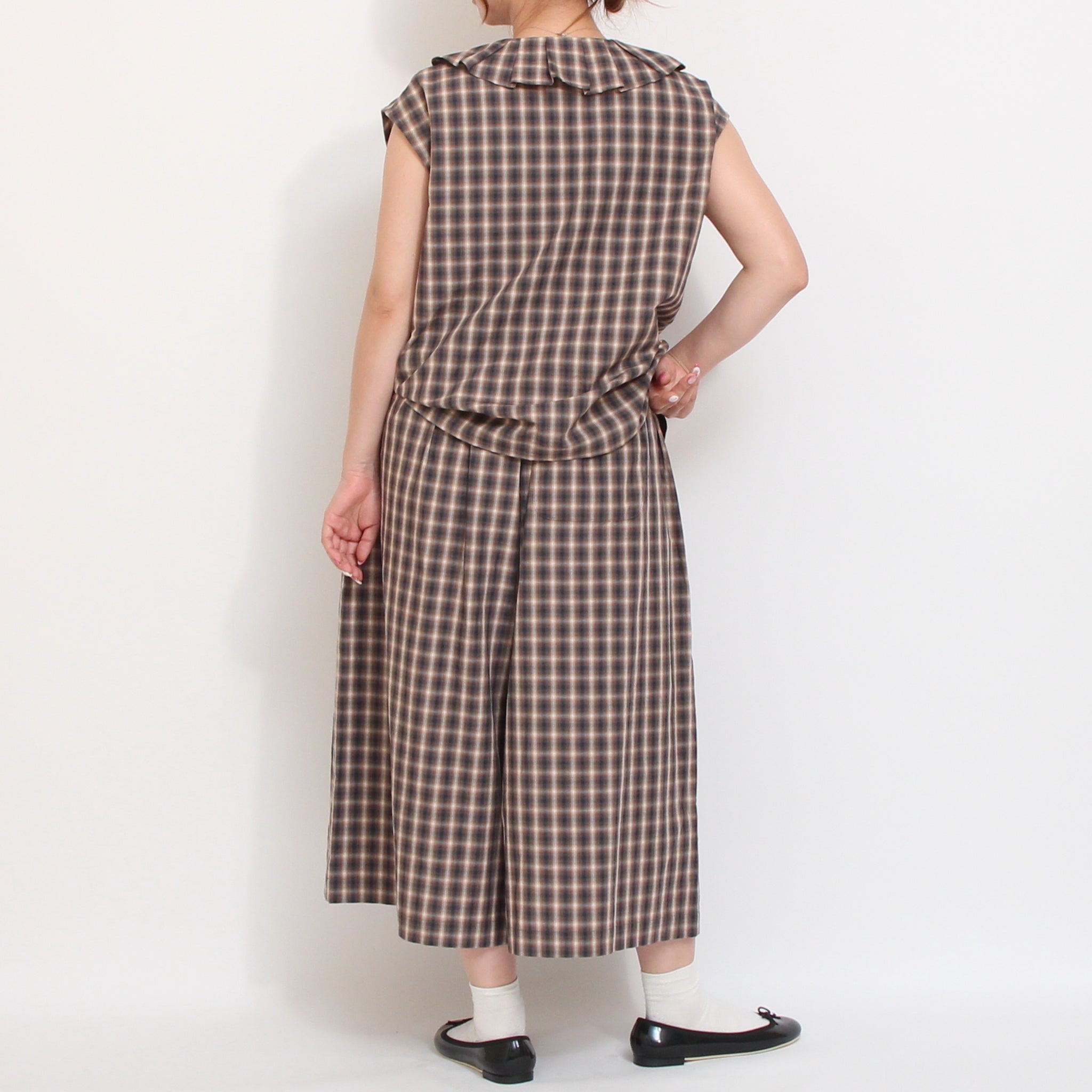 【30%OFF】【BLACKのみ ラスト1点・本店限定商品】Vent’ douestチェックイージーキュロット
