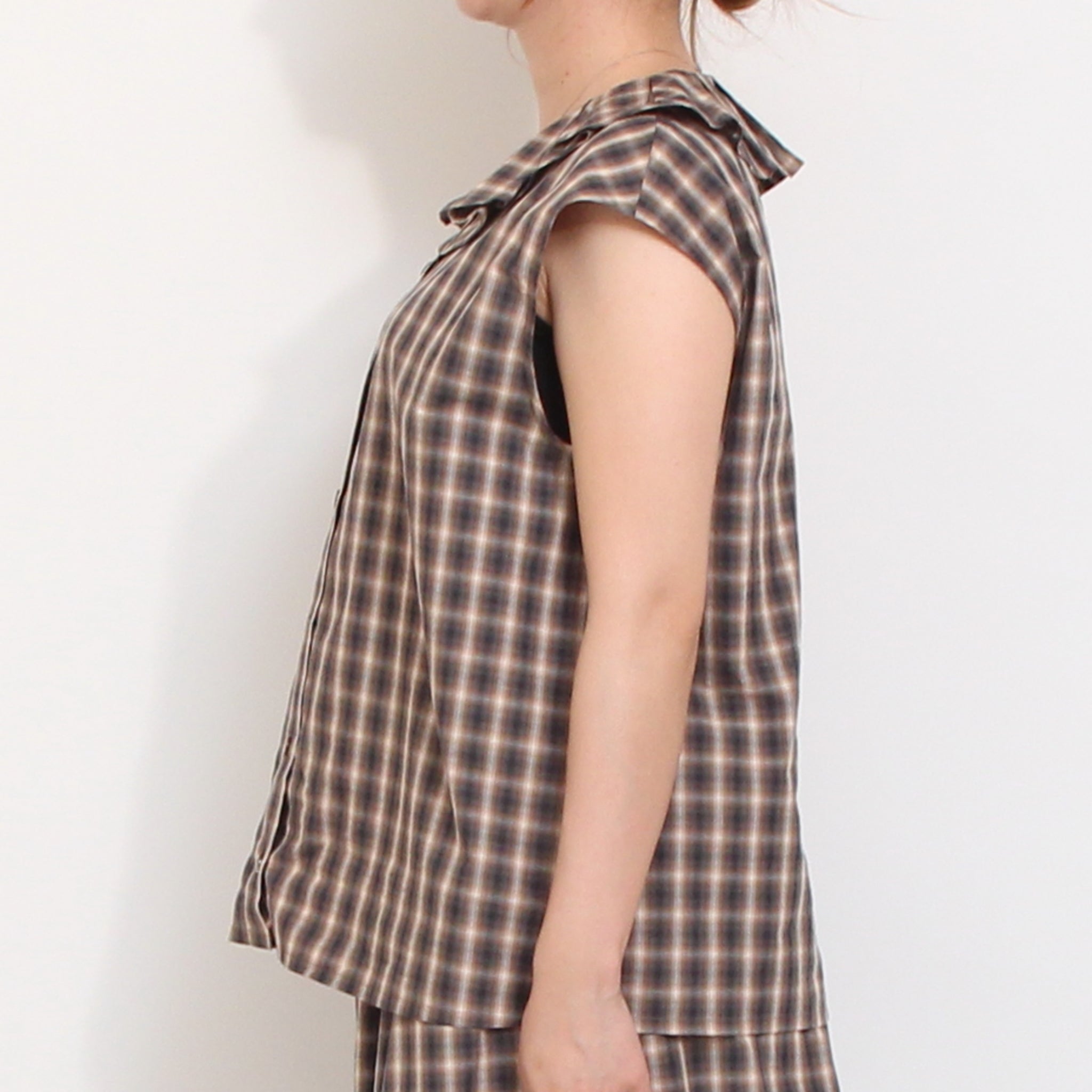【30%OFF】【ラスト1点ずつ・本店限定商品】Vent d’ouestチェックフリルブラウス
