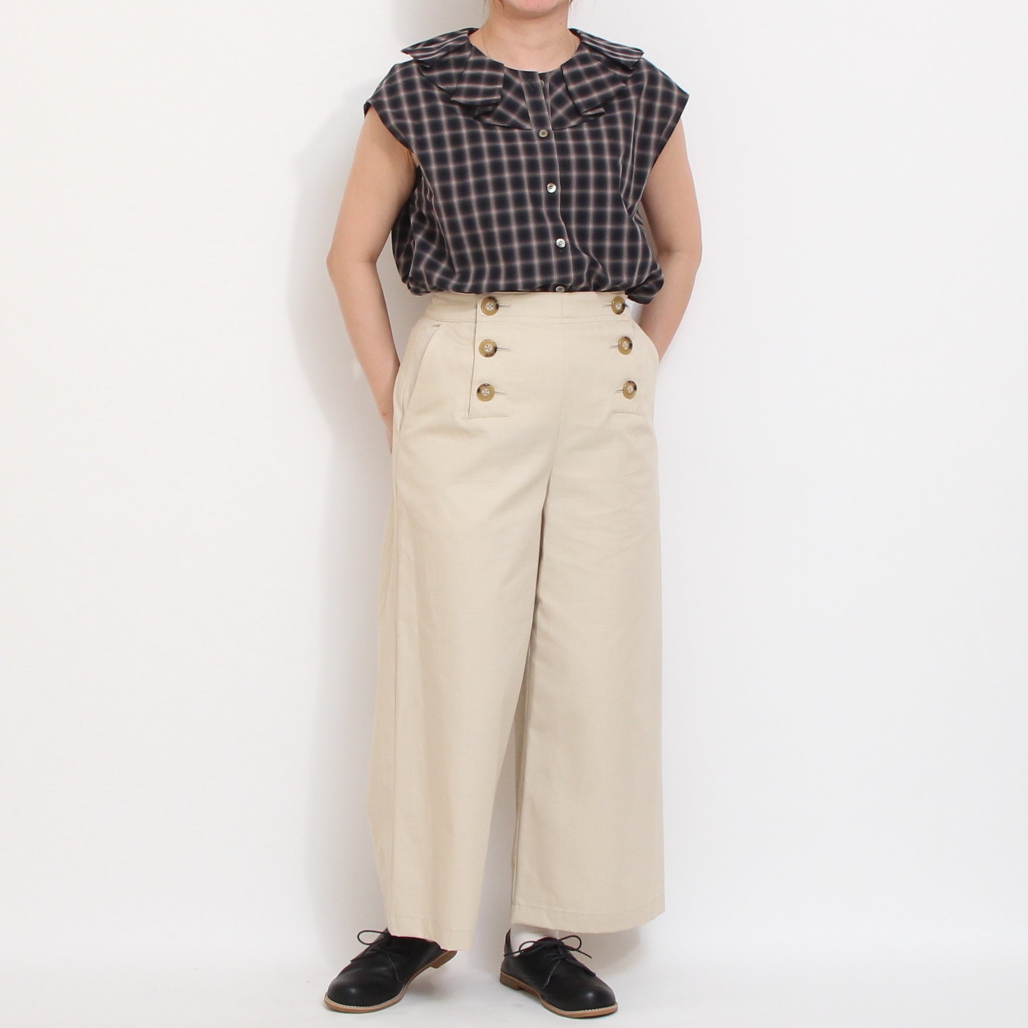 【30%OFF】【ラスト1点ずつ・本店限定商品】Vent d’ouestチェックフリルブラウス