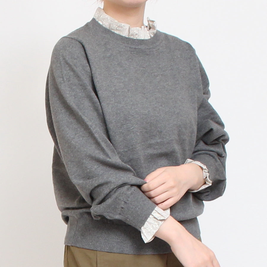 【BLACK・BROWN ラスト1点ずつ】sosotto LIBERTYフリルニットプルオーバー