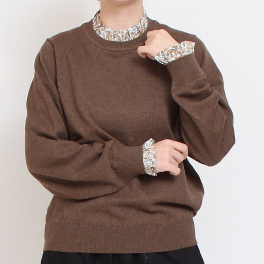 【30%OFF】【ラスト1点ずつ】sosotto LIBERTYフリルニットプルオーバー