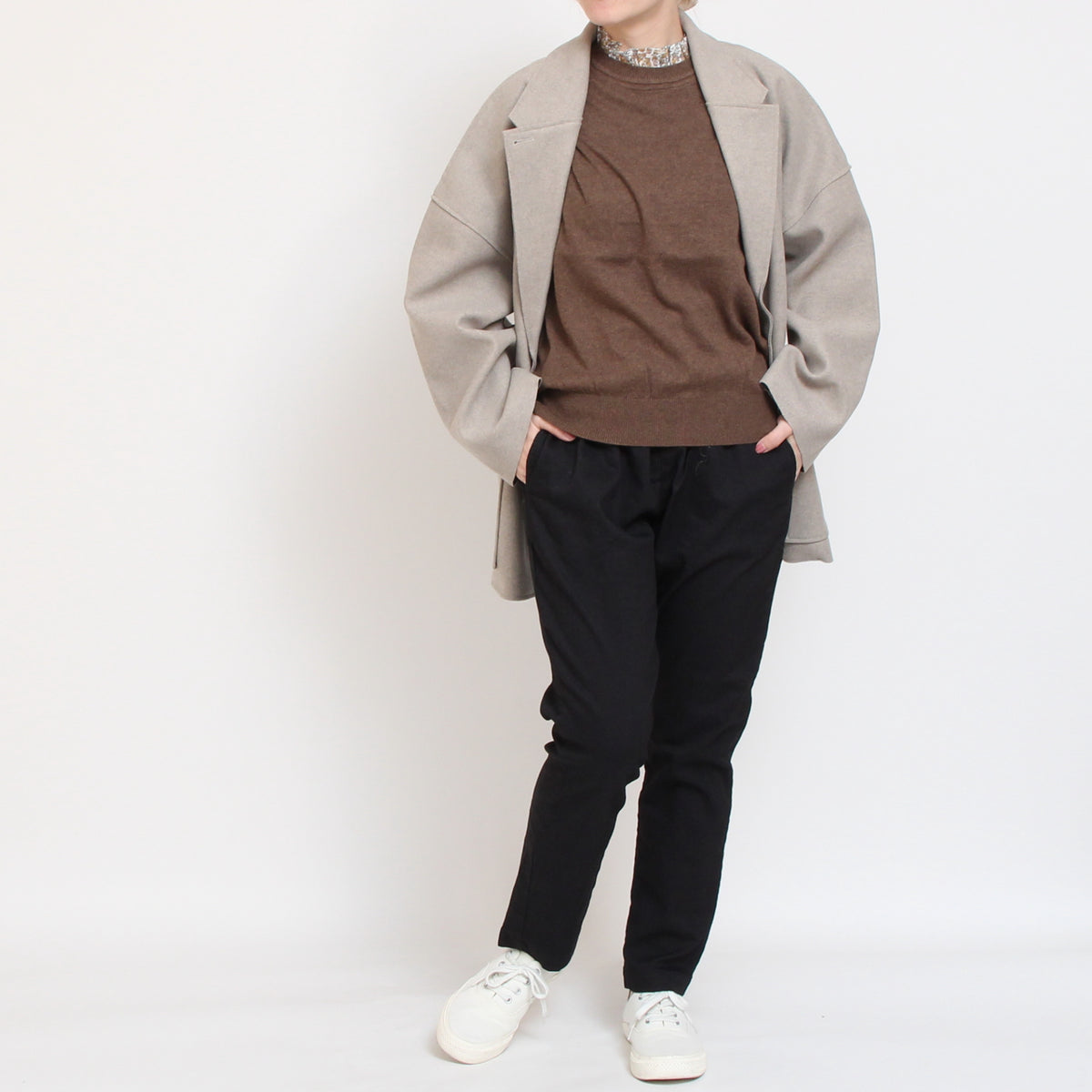 【70%OFF】【BLACKのみ ラスト1点】リバティ使いウールライクジャケット(2509)